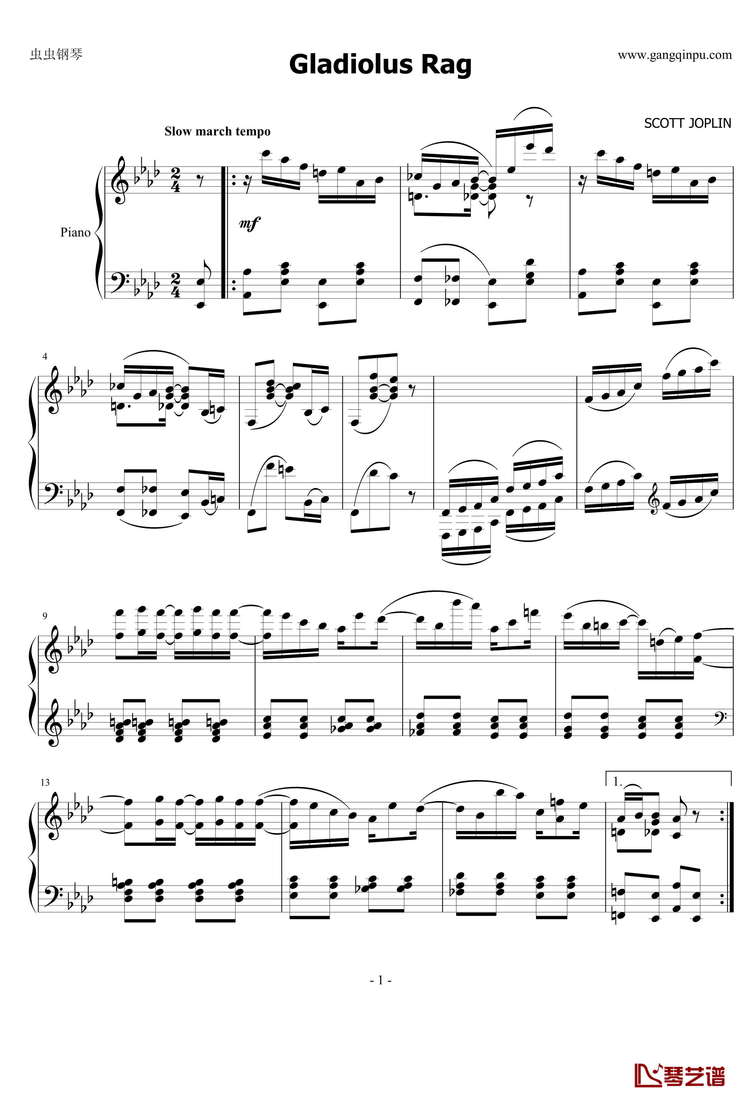 剑兰拉格钢琴谱-斯科特 乔普林1
