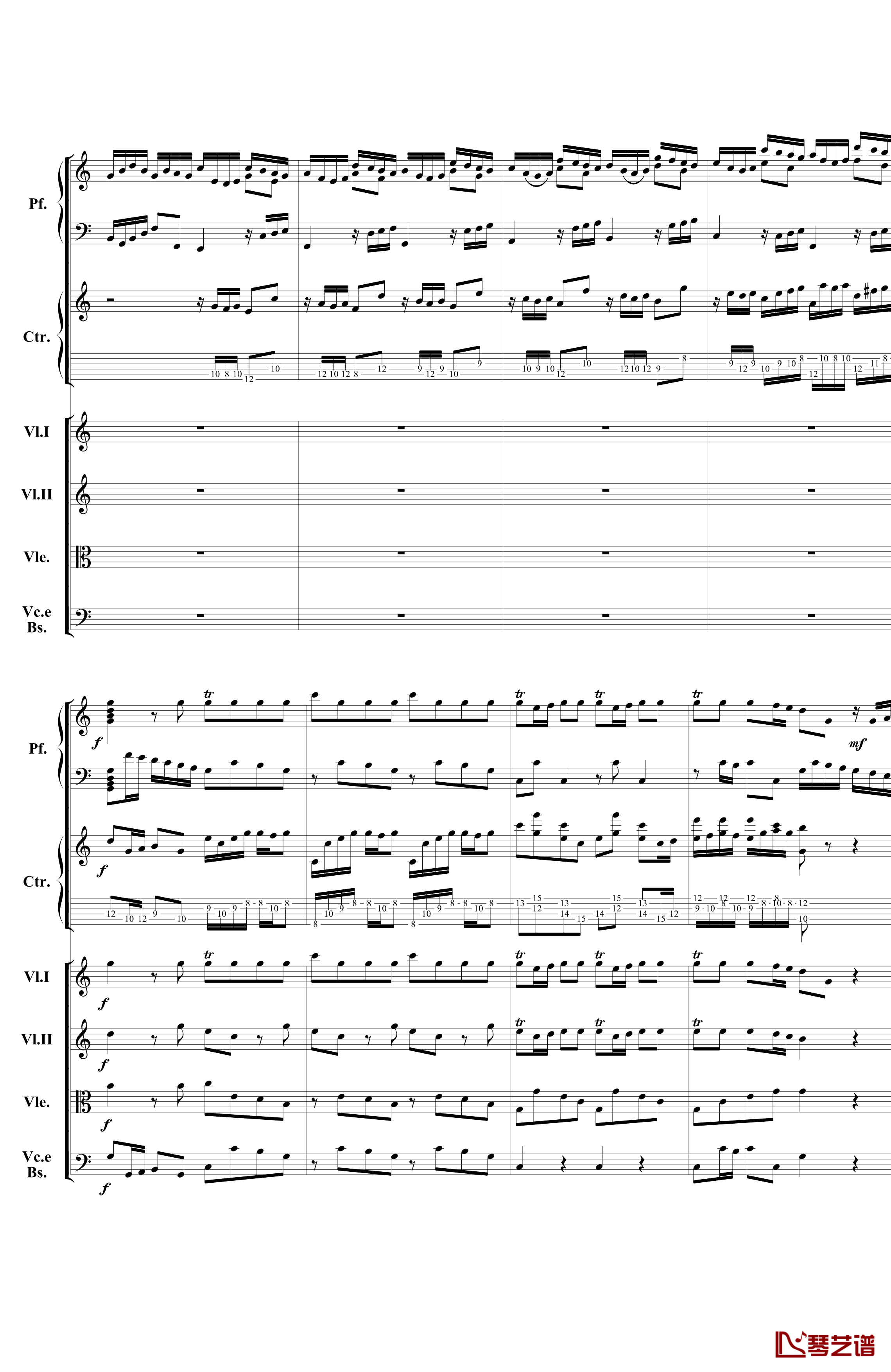 巴赫为四架钢琴写的钢琴协奏曲钢琴谱-钢琴吉他弦乐组-巴哈-Bach, Johann Sebastian5