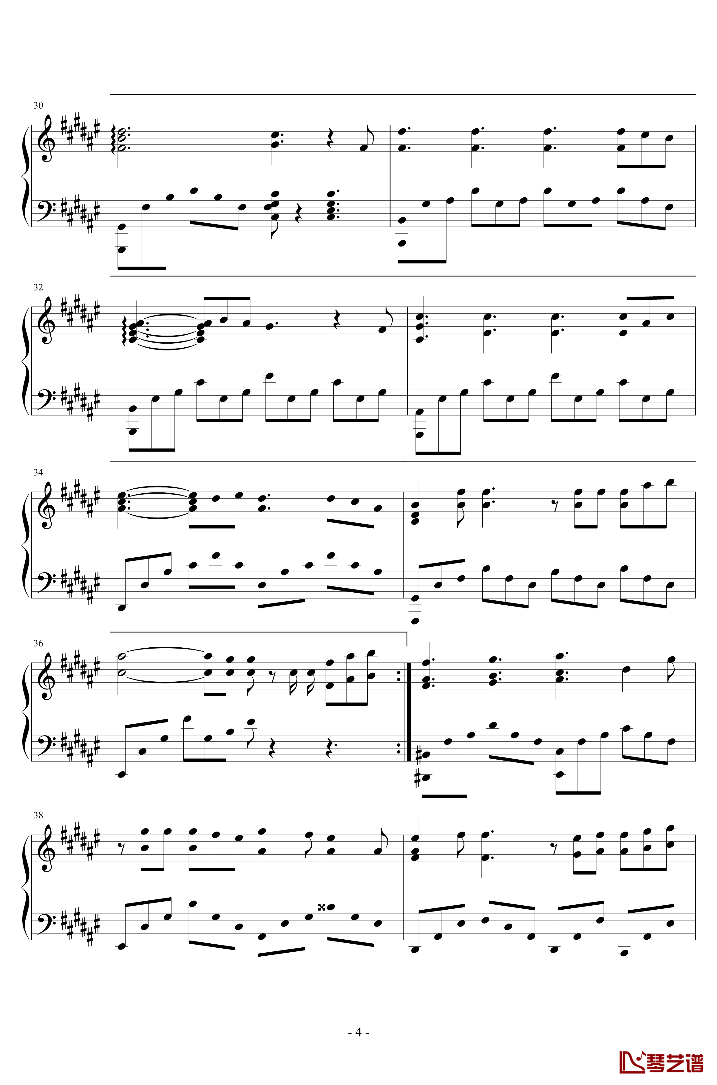 Wonderful U钢琴谱-完美独奏版-aga4