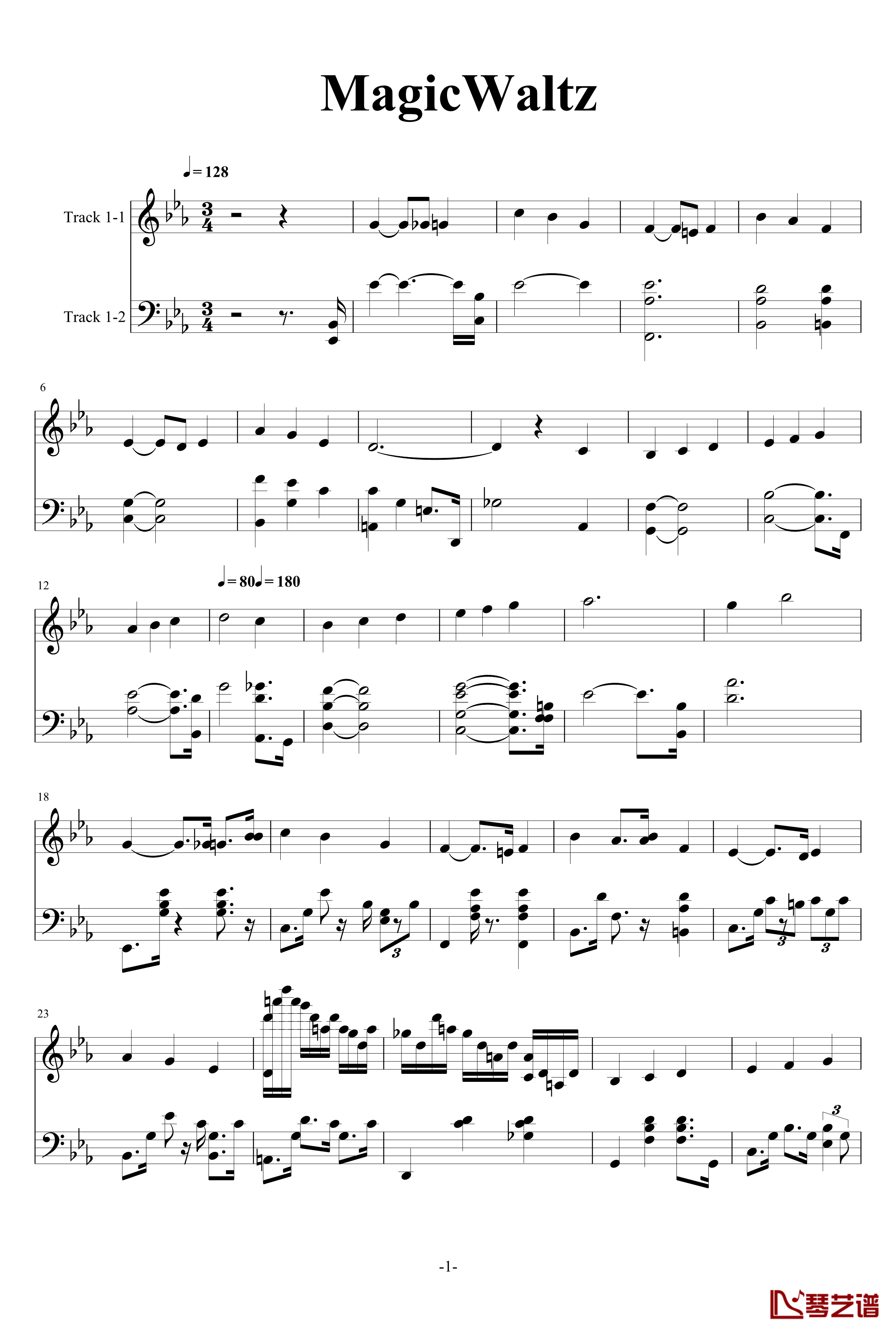 magic waltz钢琴谱-原版琴谱-PDF-海上钢琴师1