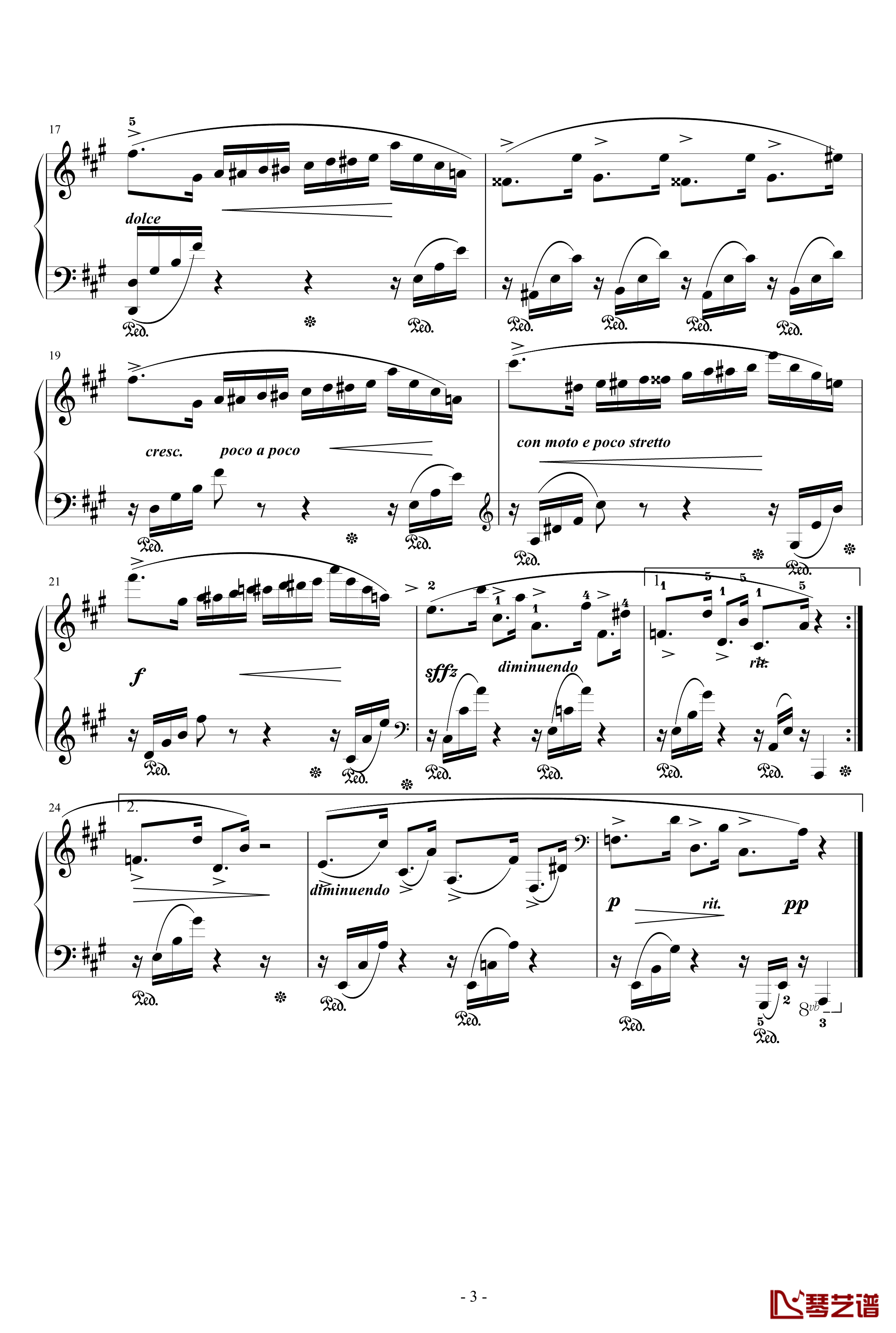 蝴蝶钢琴谱-格里格3