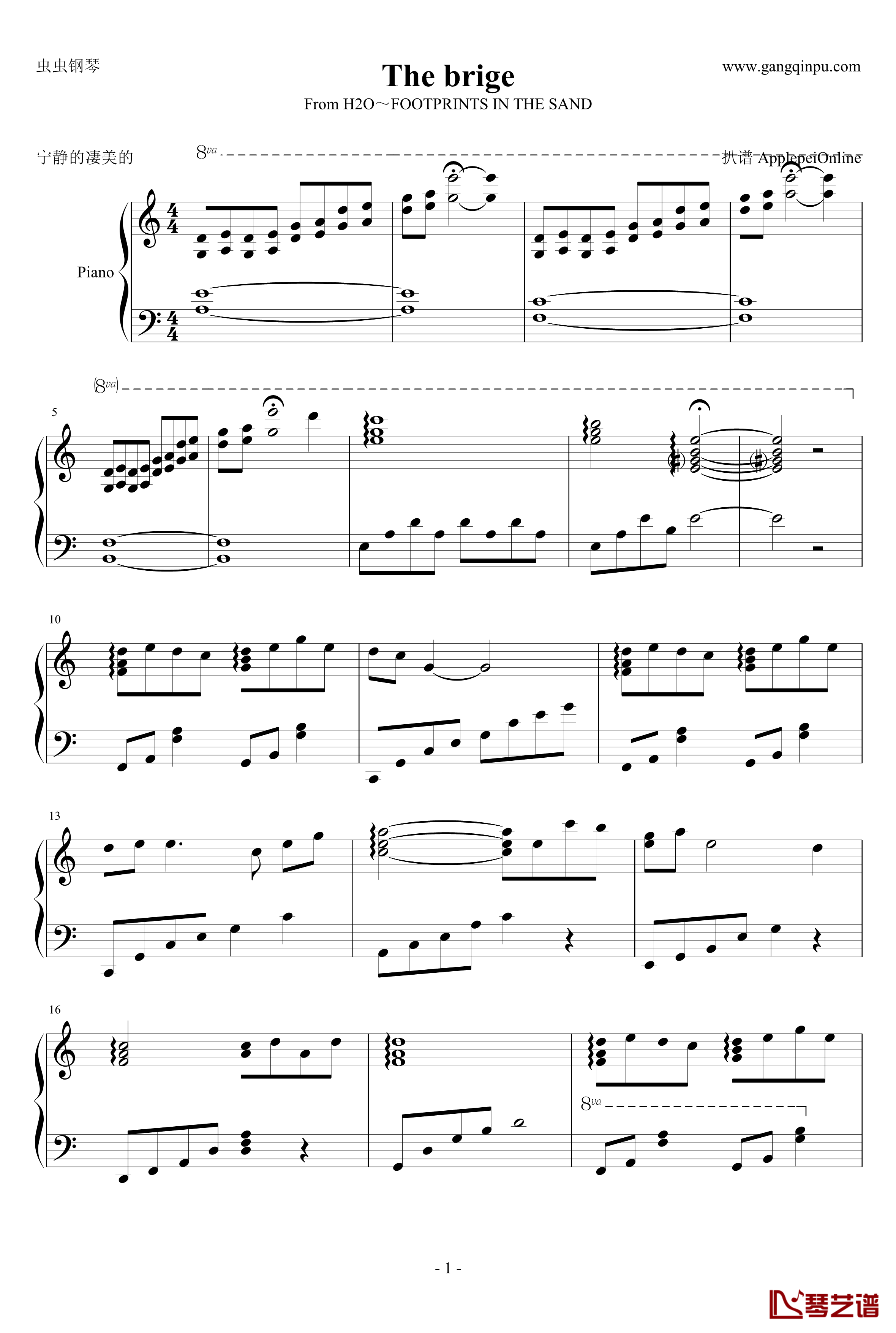 The brige 钢琴谱-piano-H2O1