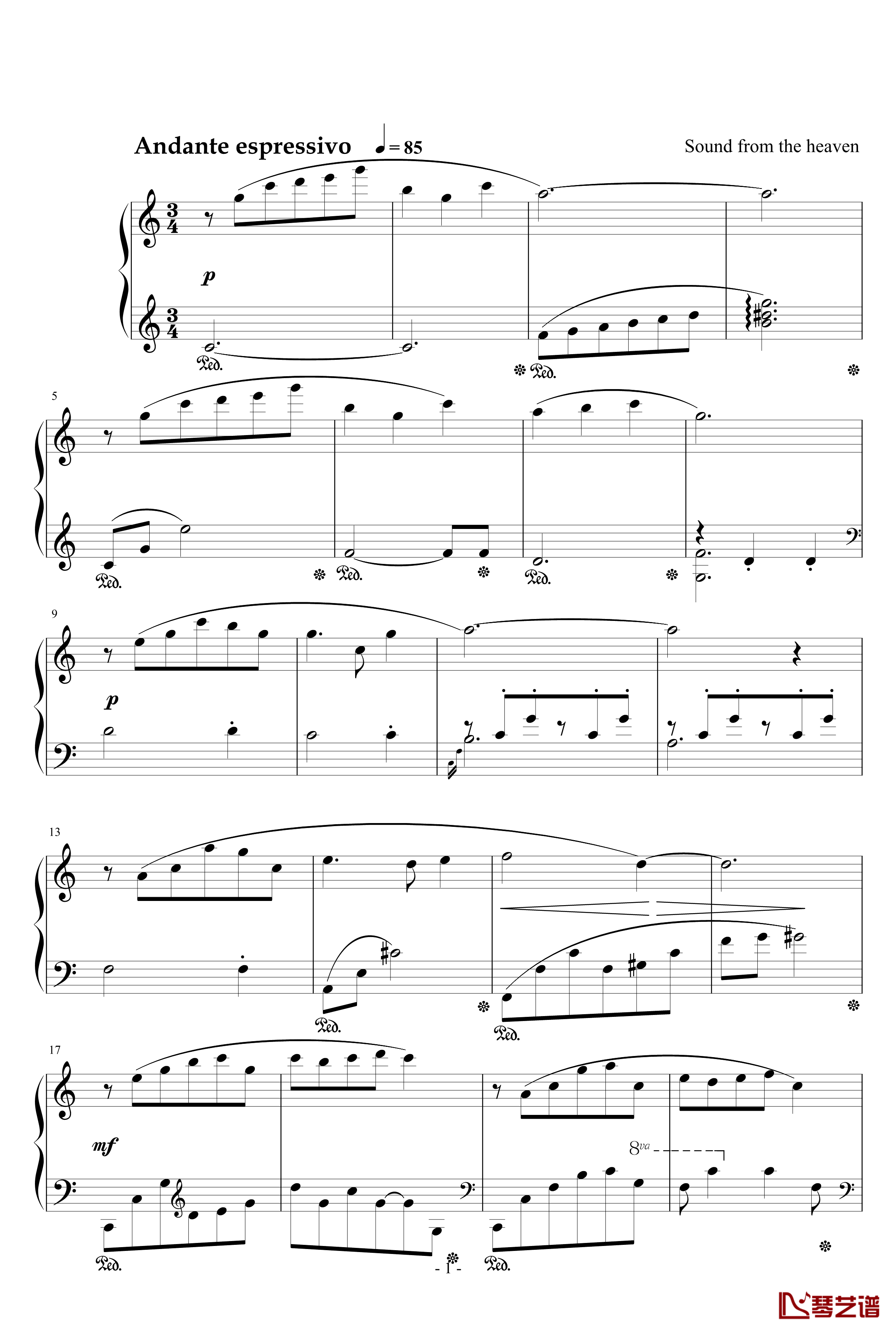路钢琴谱 钢琴版-天籁传声1