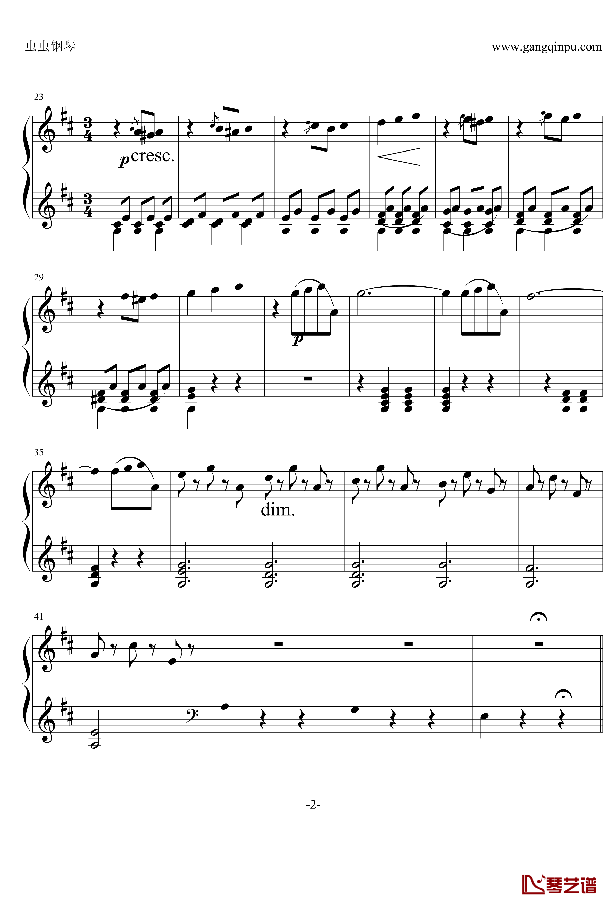 蓝色多瑙河钢琴谱-接近原版-约翰·斯特劳斯2