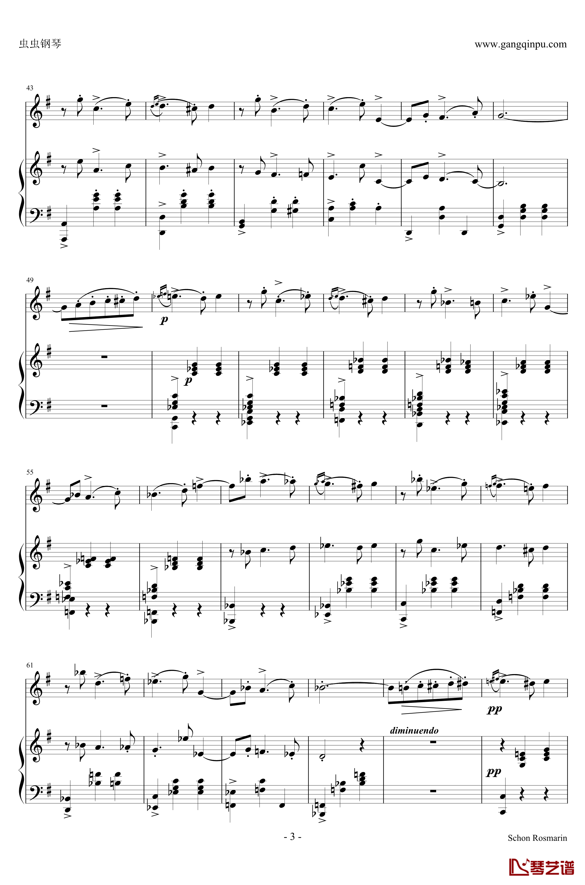 美丽的罗斯玛琳钢琴谱-小提琴+钢琴-克莱斯勒3