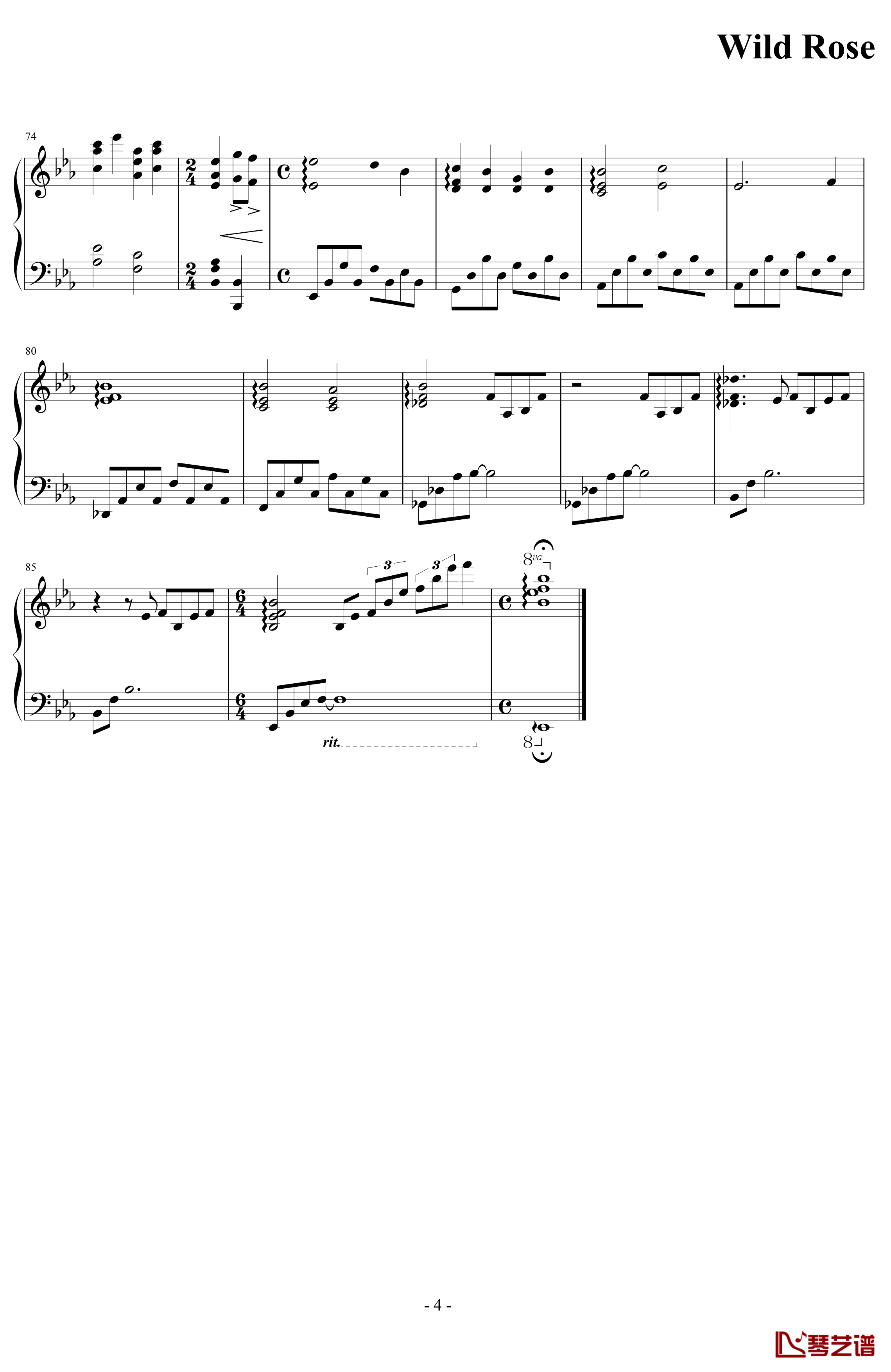 野玫瑰钢琴谱-原版钢琴演奏-海角七号4