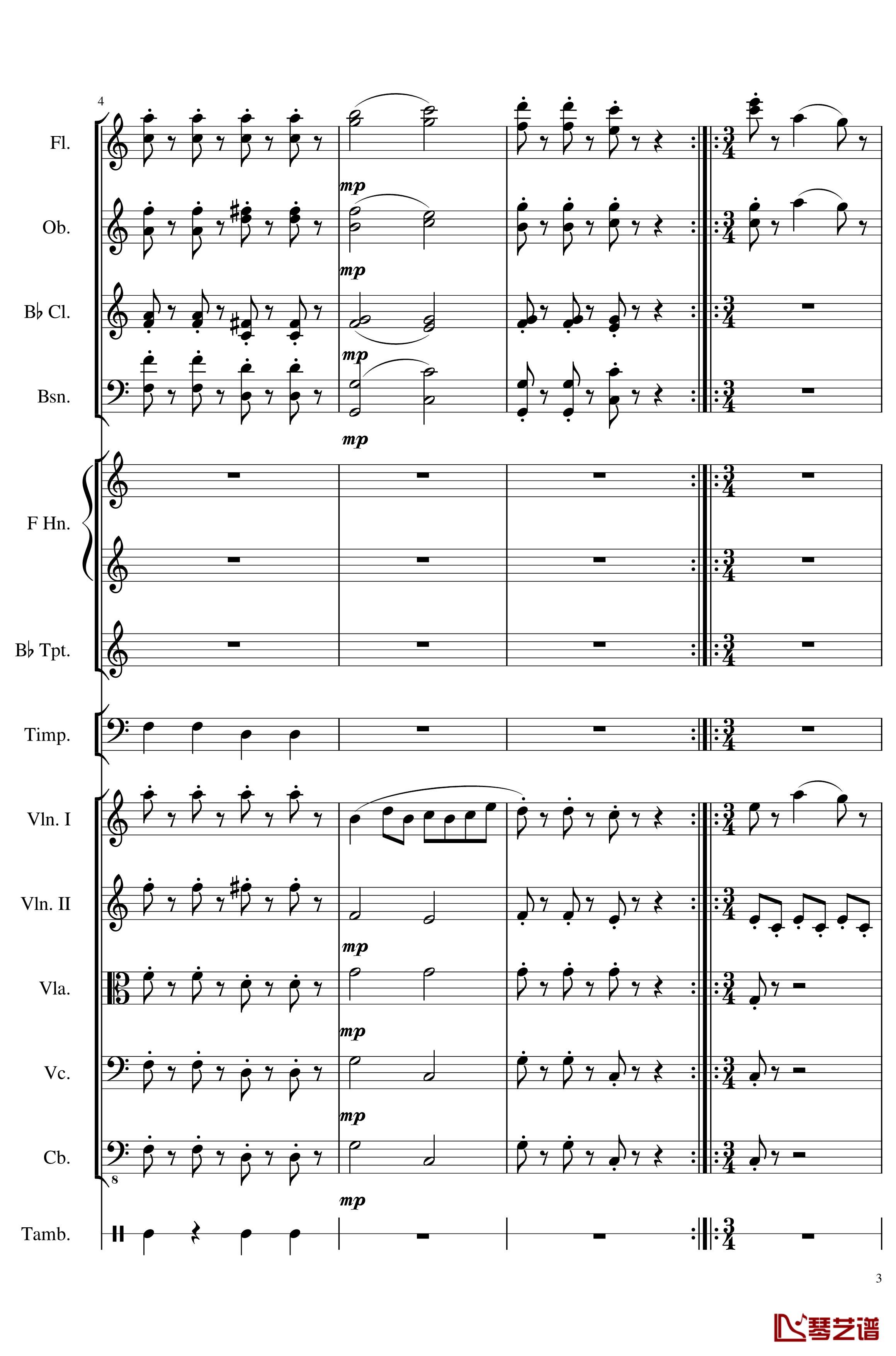 4 Contredanse for Chamber Orchestra, Op.120No.1钢琴谱-一个球3