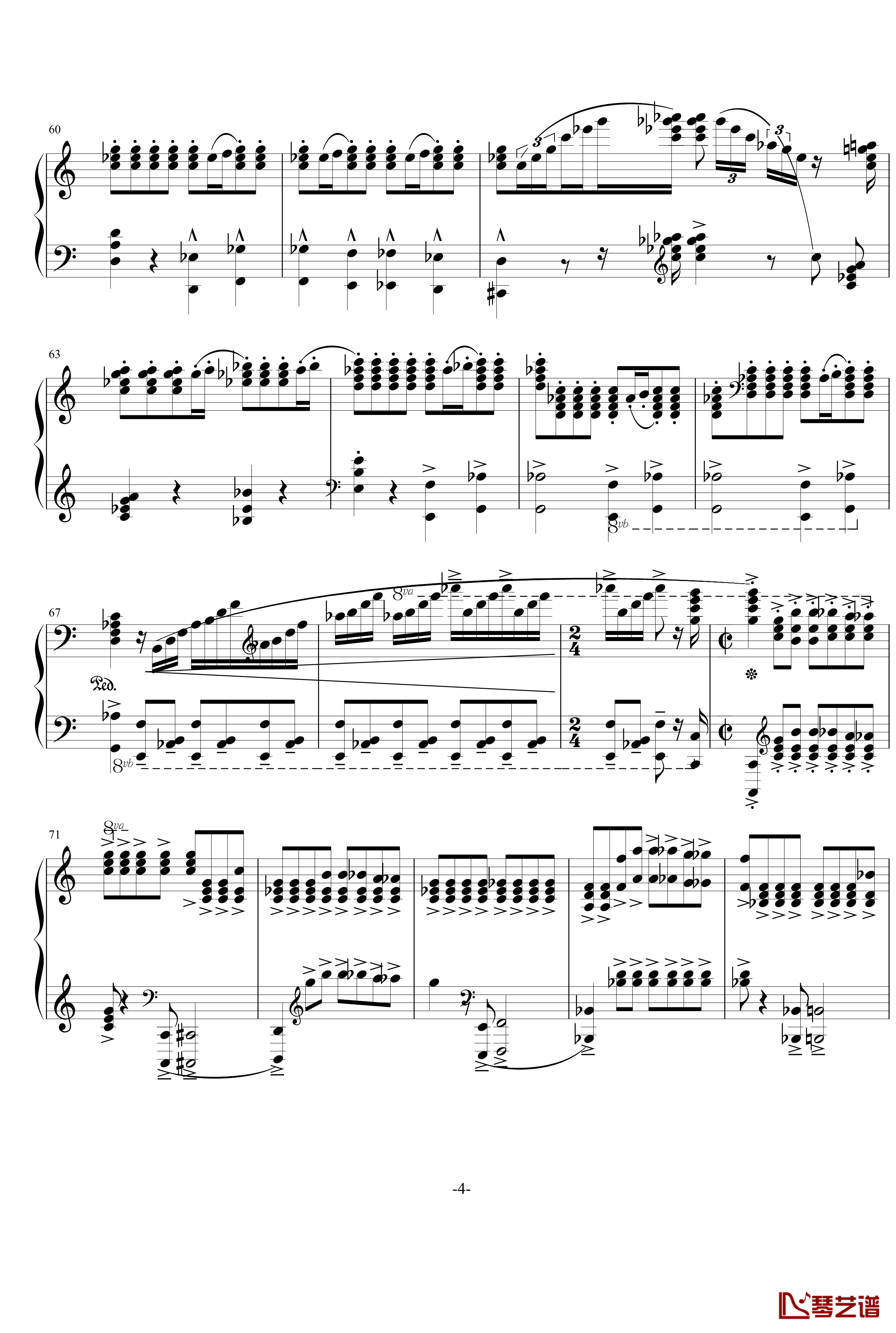 普罗科菲耶夫四首小品之四：魔鬼的诱惑钢琴谱-普罗科非耶夫4