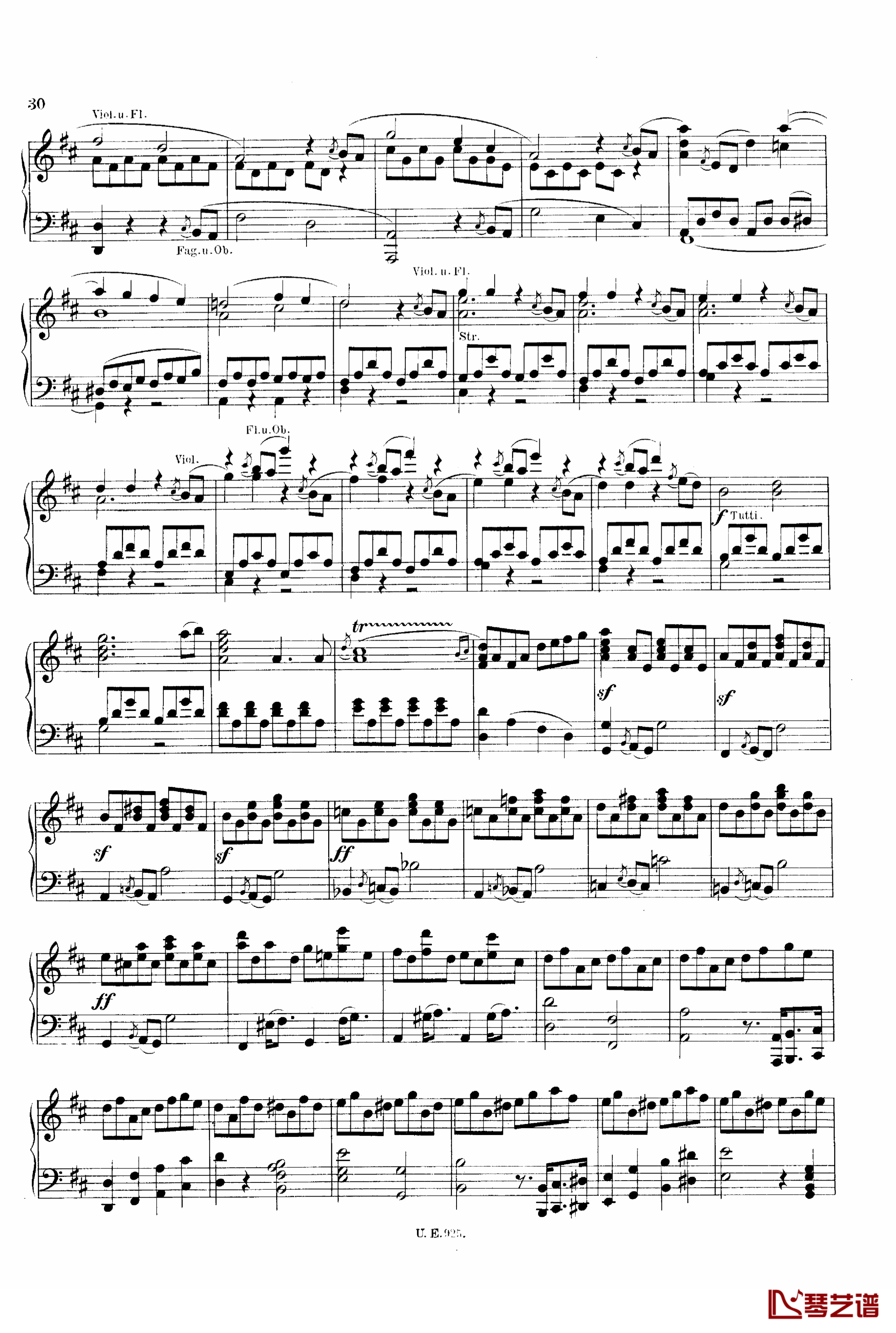 D大调第一交响曲 D.82钢琴谱-舒伯特30