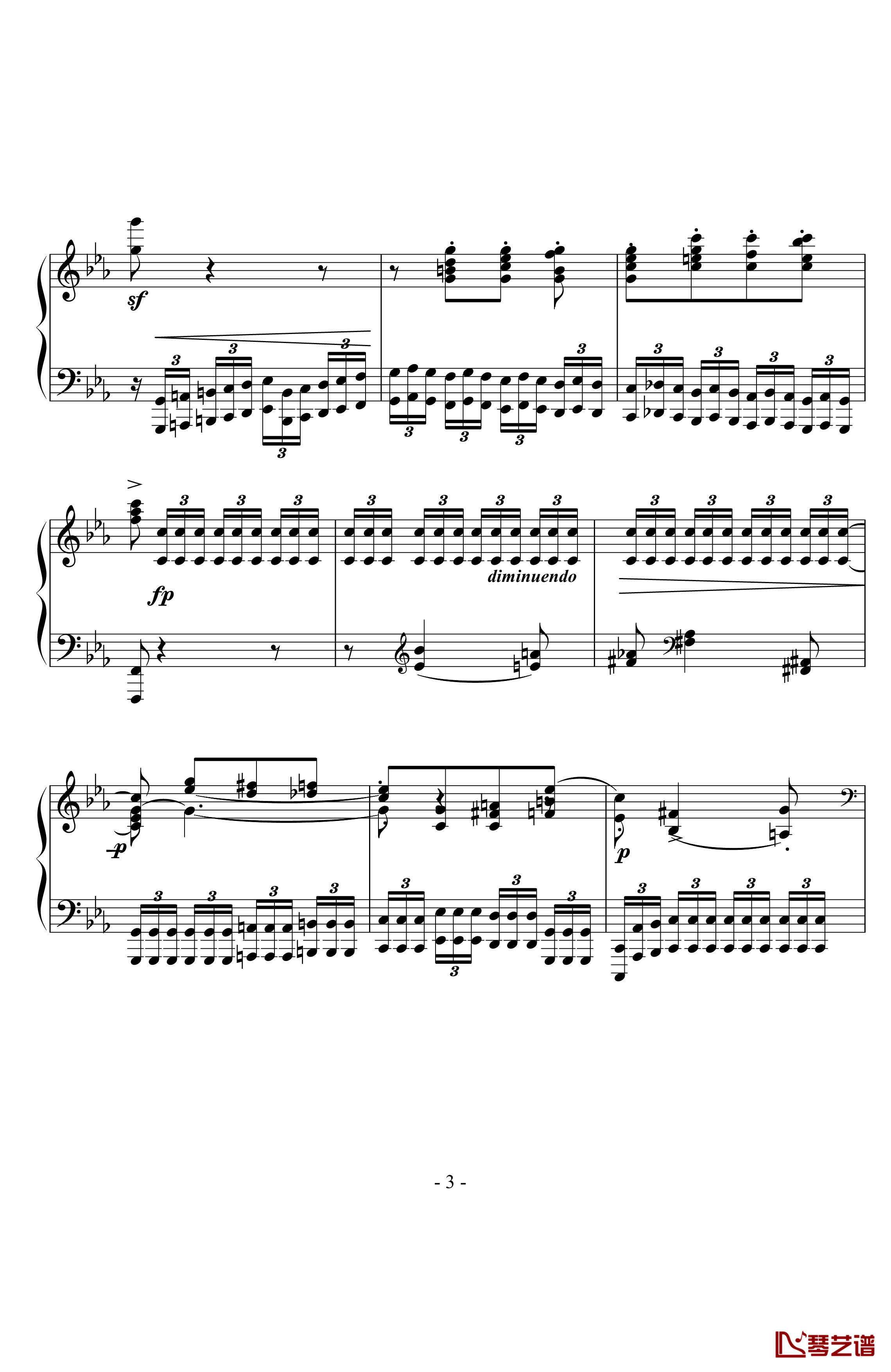 八度练习曲钢琴谱-十级类技巧性练习曲-卡本良斯基3