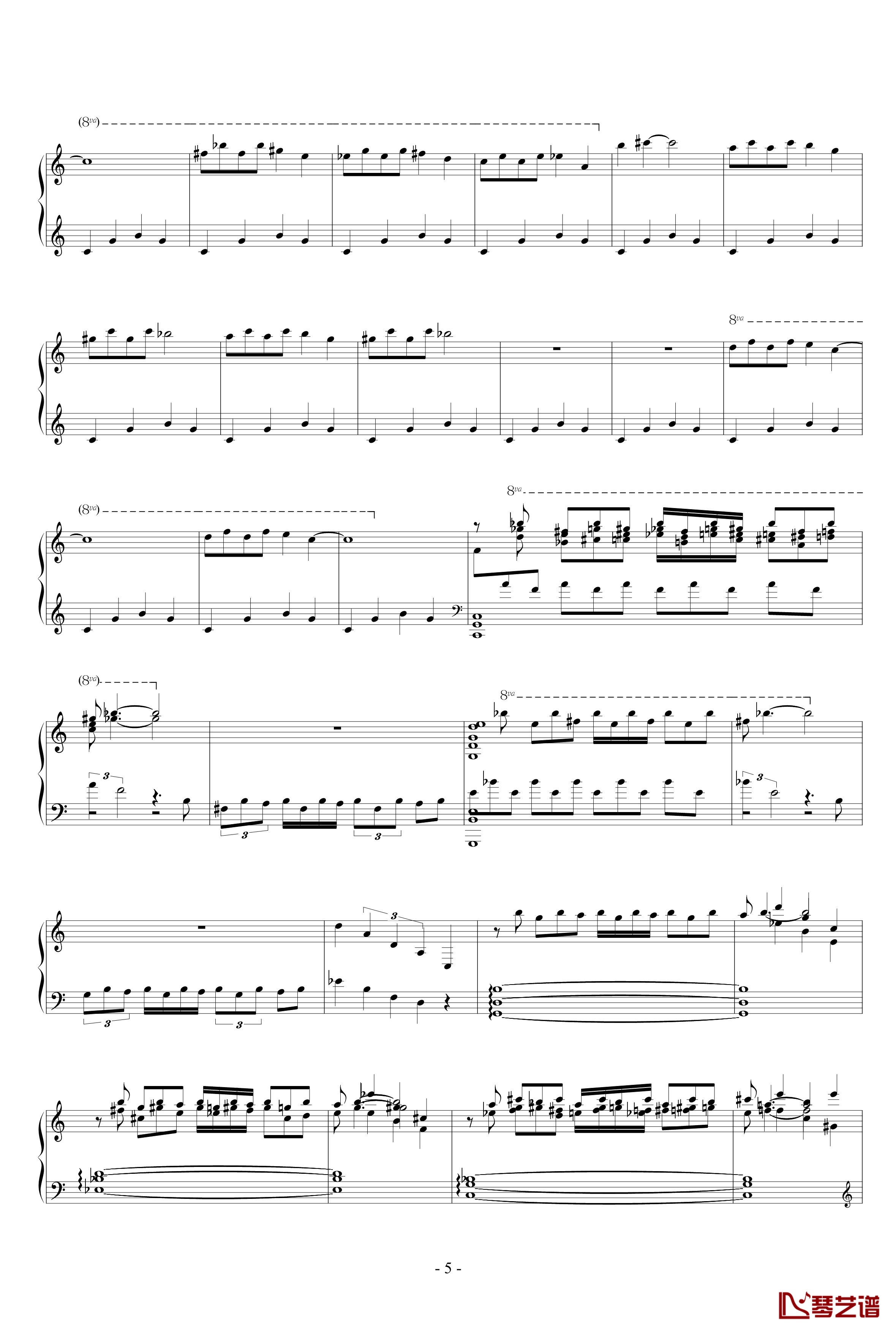 羽钢琴谱-升c小调5