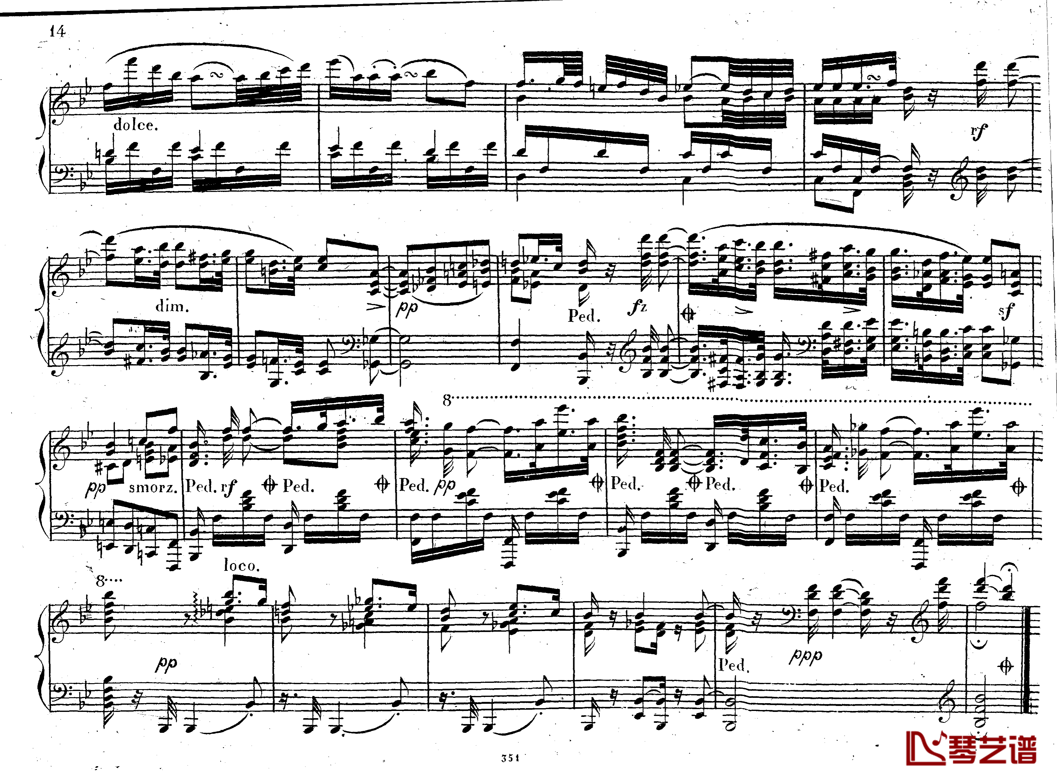 降E大调第八钢琴奏鸣曲 Op.144钢琴谱-车尔尼-Czerny13