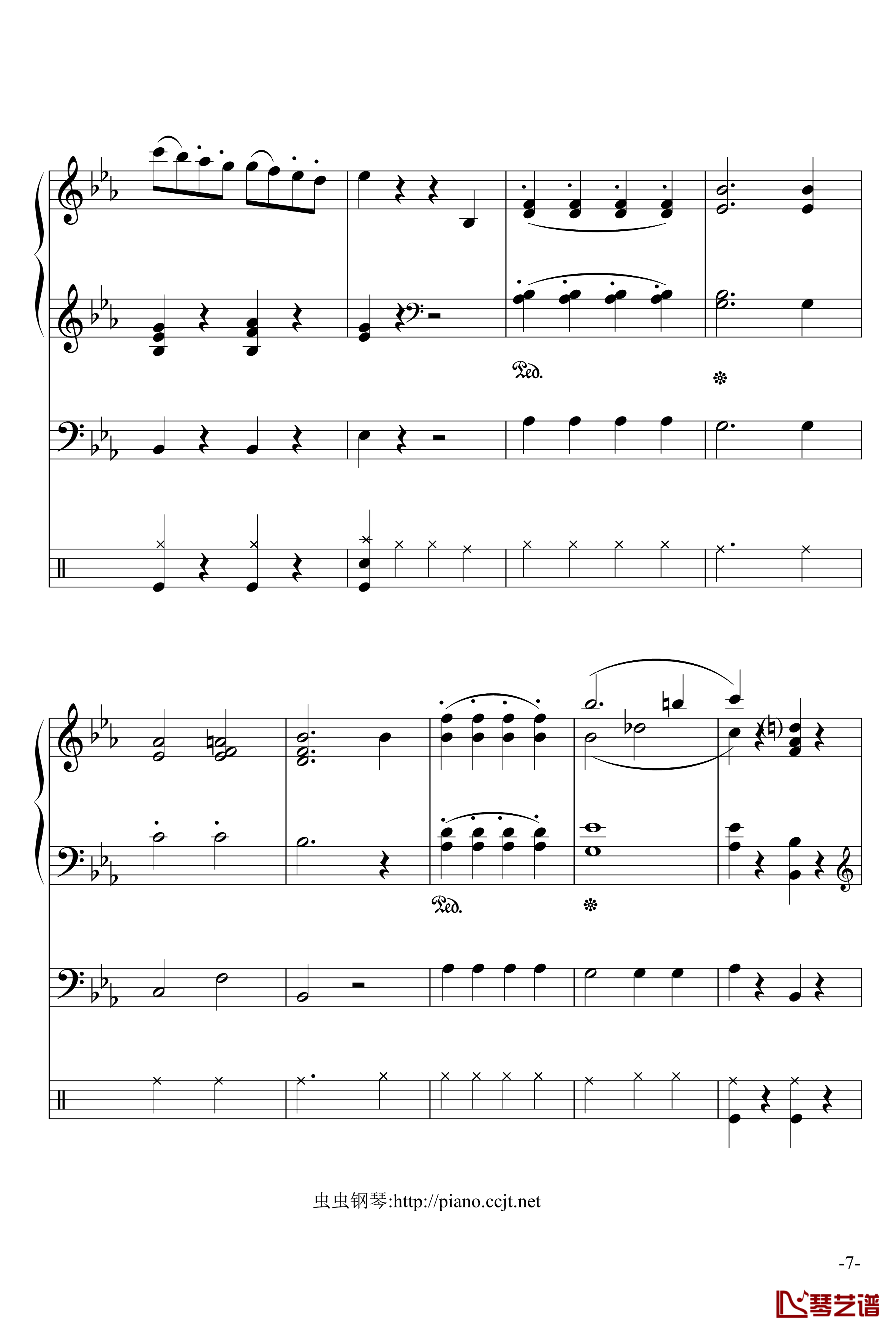 悲怆奏鸣曲钢琴谱-加小乐队-贝多芬-beethoven7
