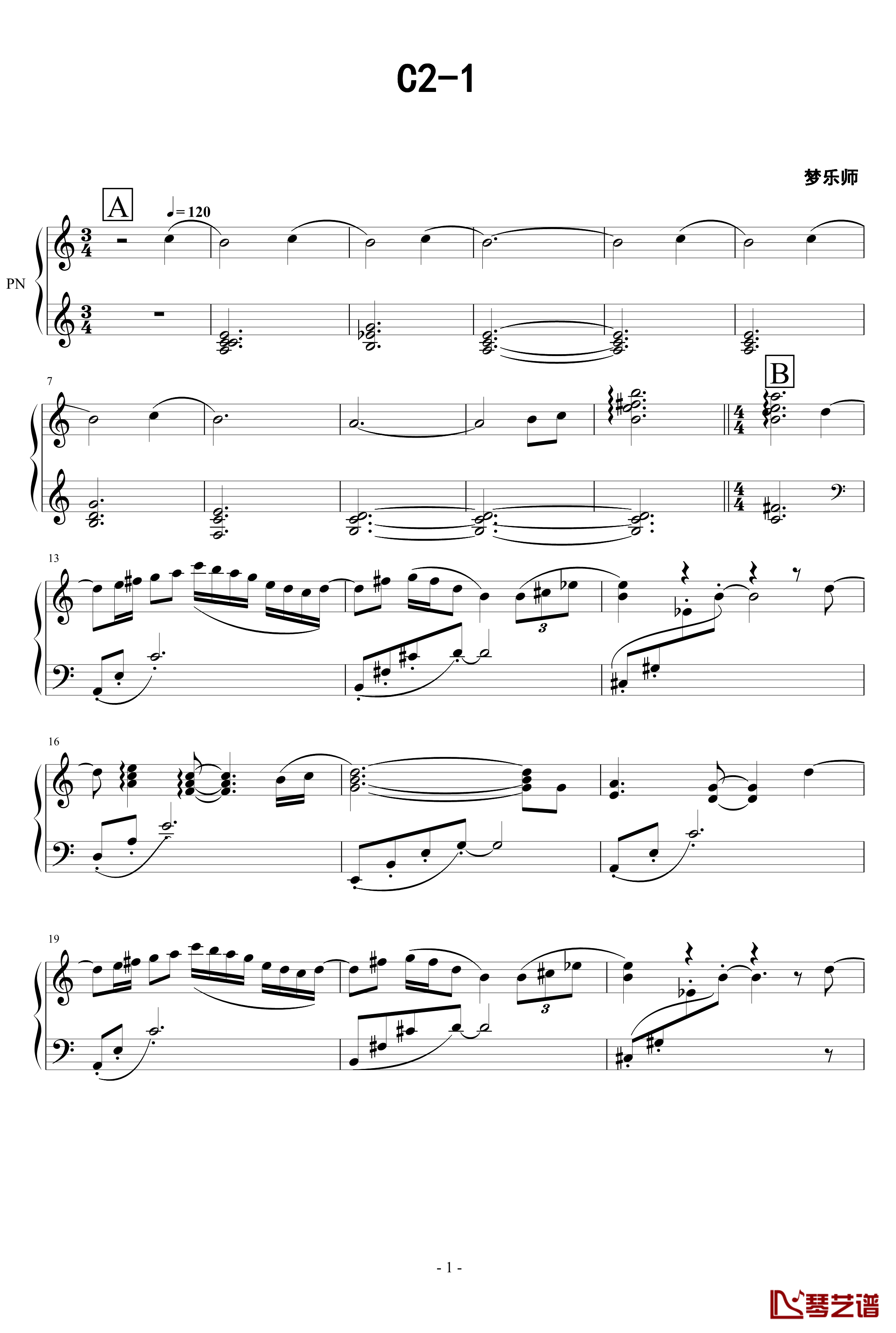 从零学作曲C2-1钢琴谱-梦乐师1