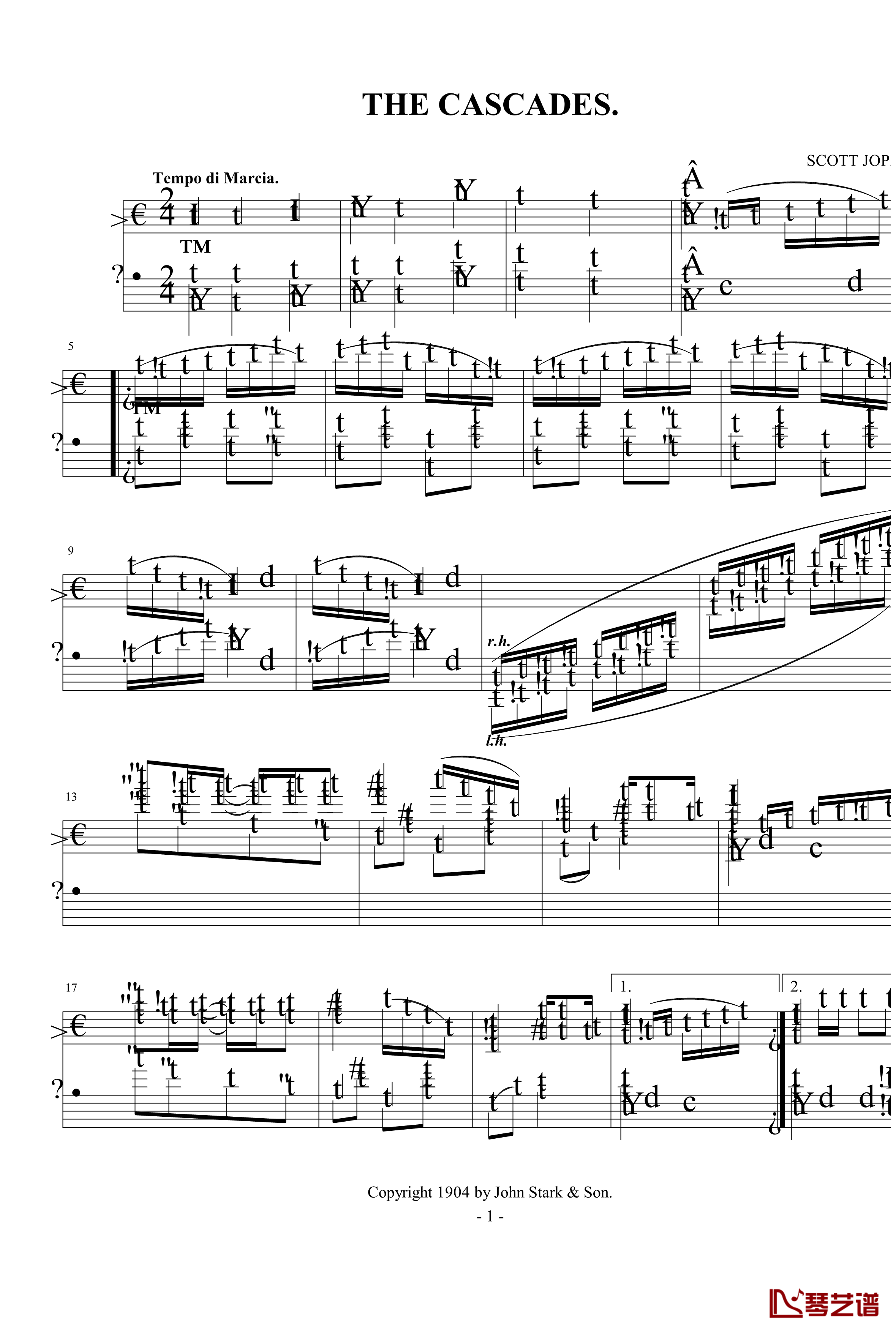 瀑布钢琴谱-斯科特 乔普林1