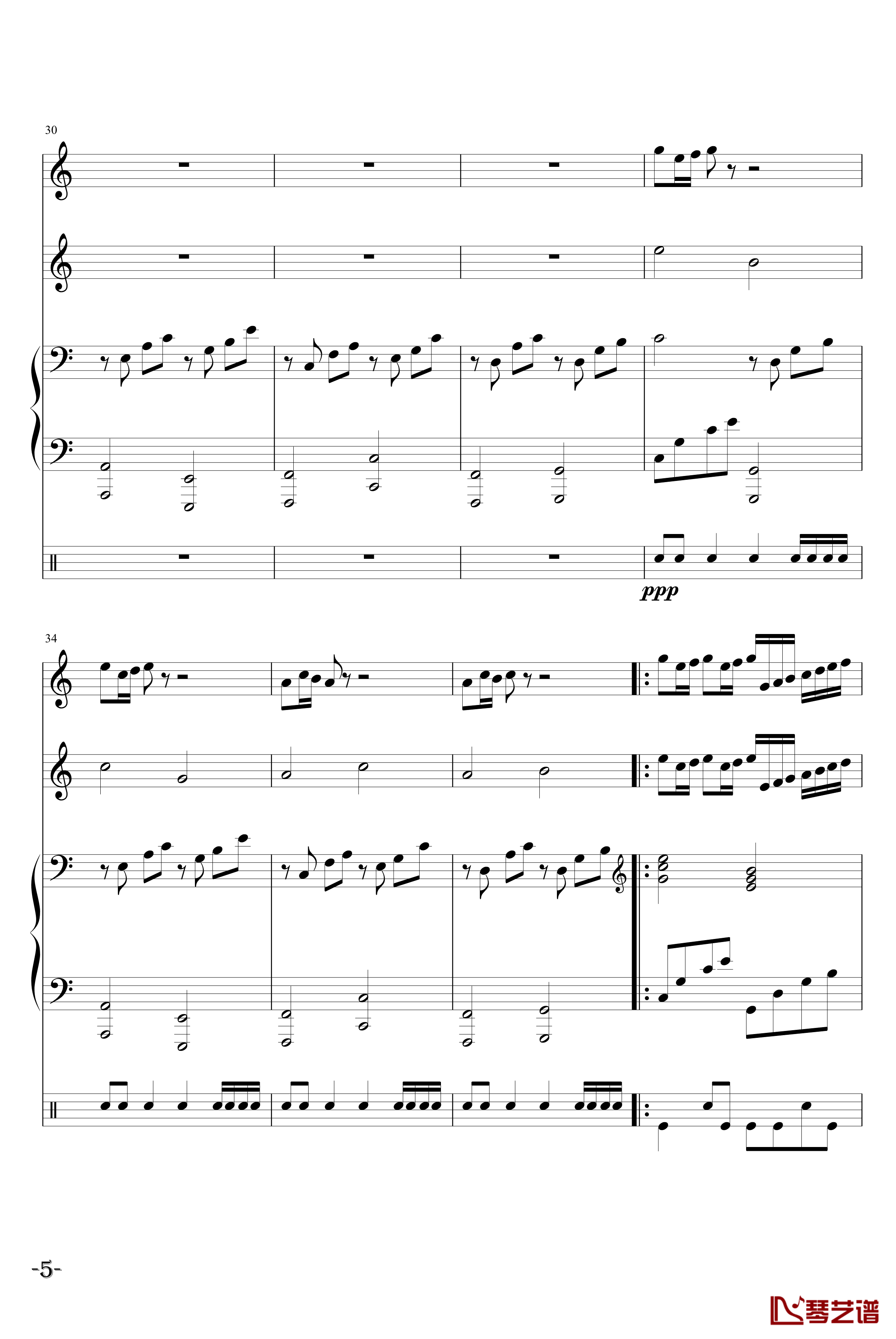 欢乐卡农钢琴谱-帕赫贝尔-Pachelbel5