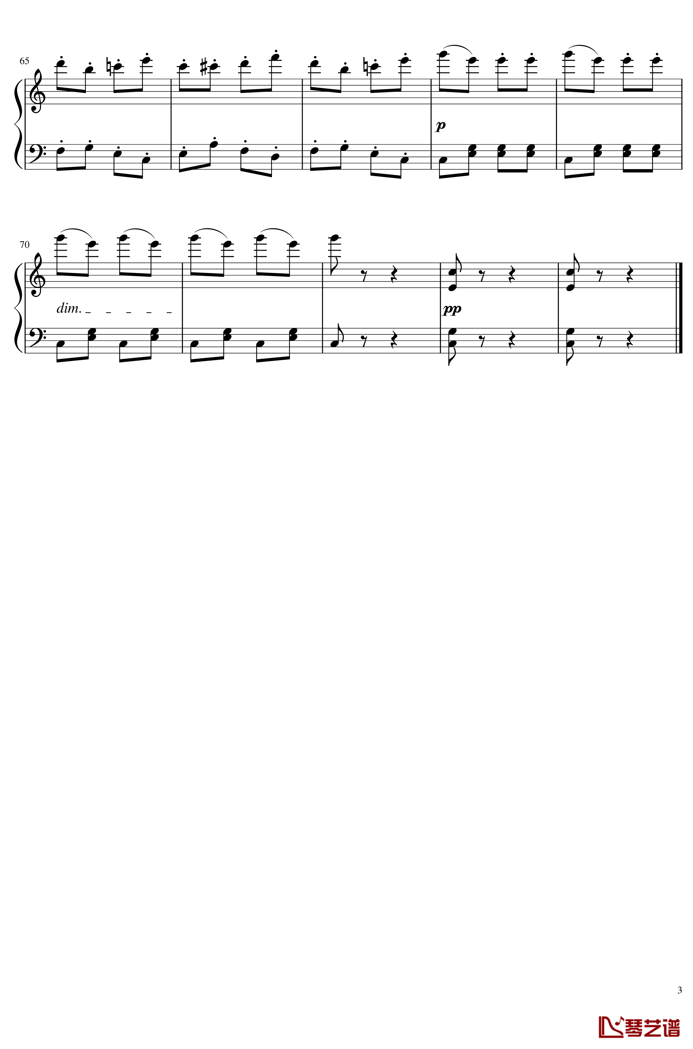 土耳其进行曲钢琴谱-Op.113 No.4-贝多芬-beethoven3