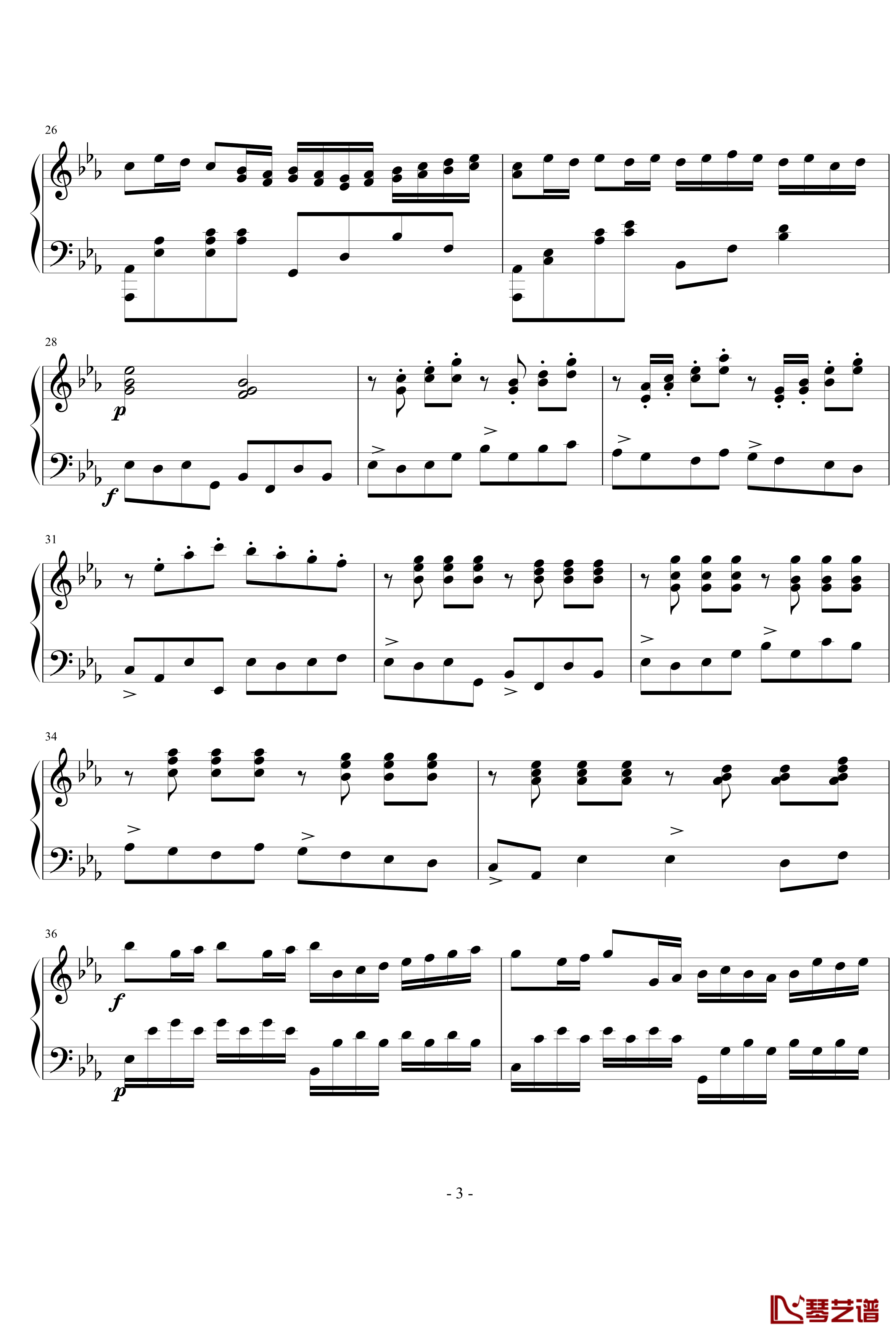 卡农钢琴谱—P版-帕赫贝尔-Pachelbel3