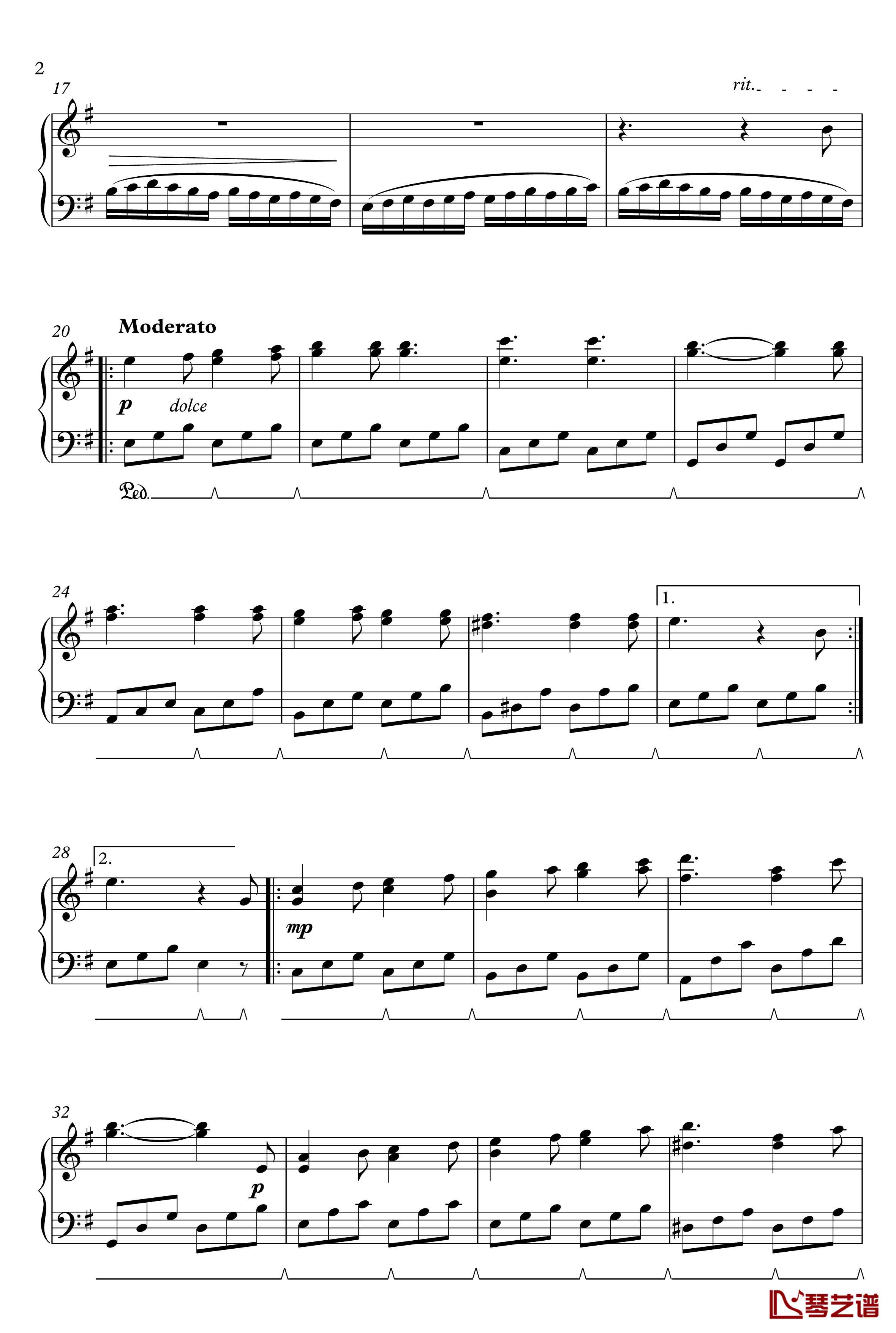 The Moldau钢琴谱-沃尔塔瓦河-Smetana2