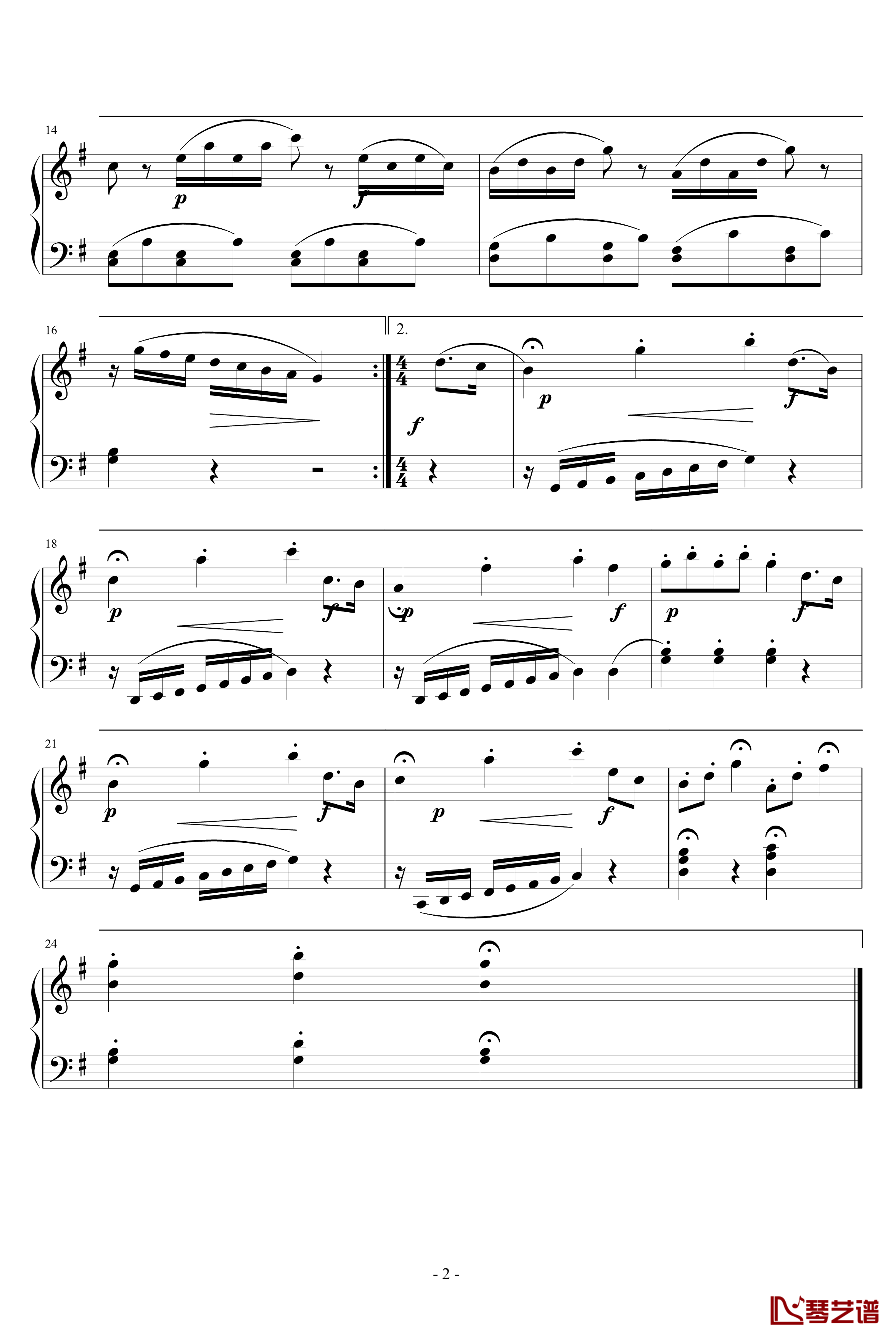 《魔笛》主题变奏曲钢琴谱-莫扎特-歌剧2