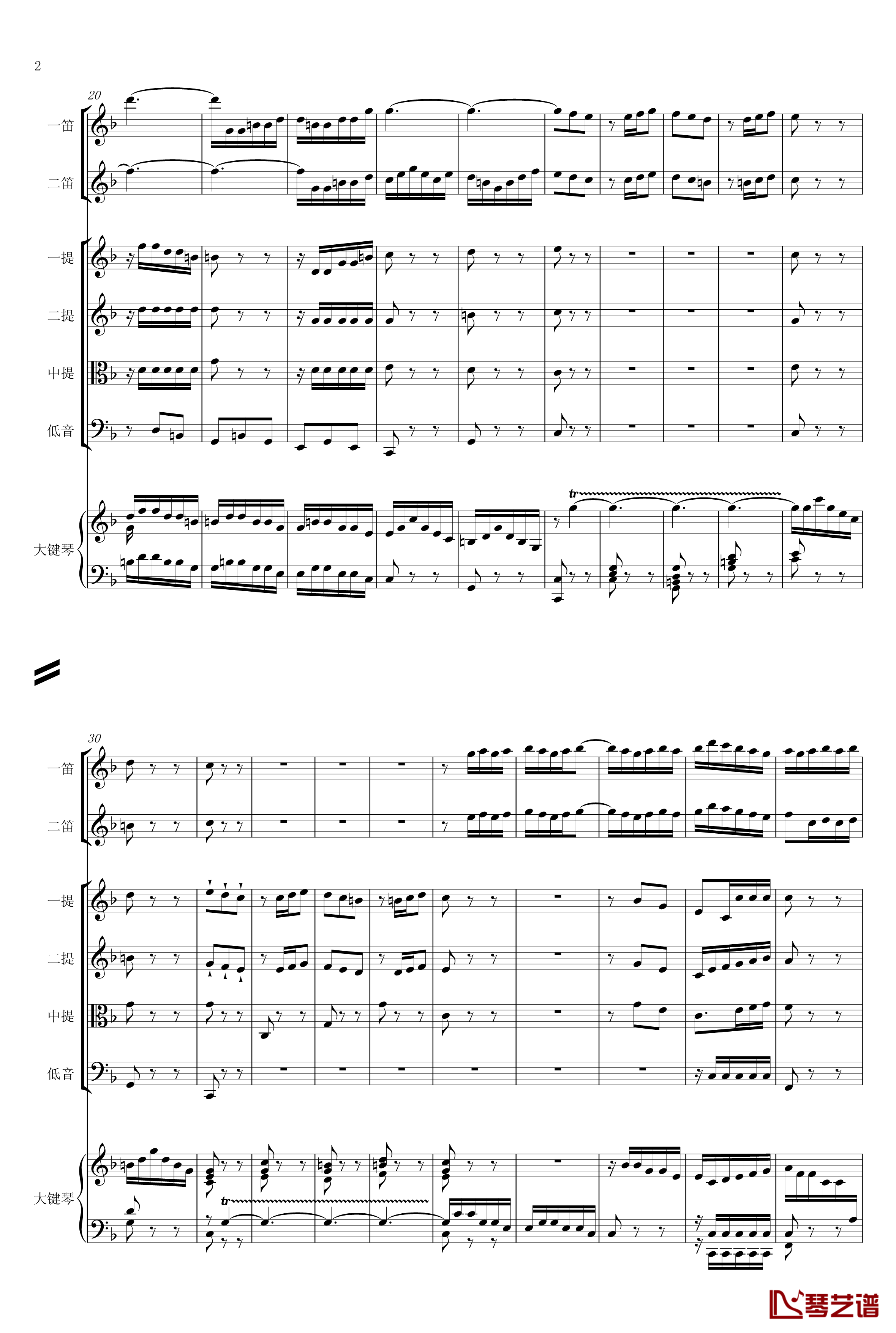F大调第六号钢琴协奏曲钢琴谱-第一乐章-巴哈-Bach, Johann Sebastian2