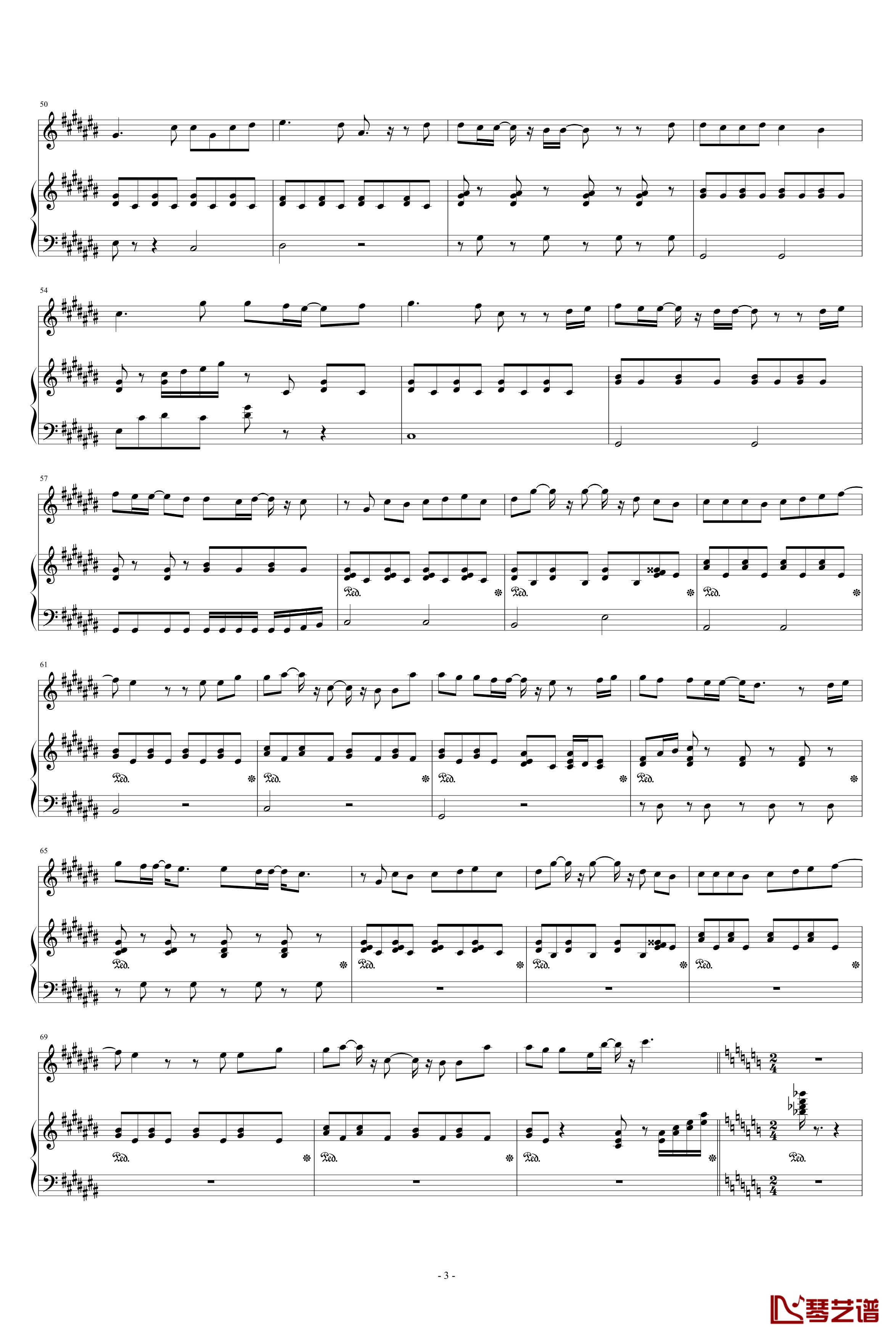 枫钢琴谱-原版和声版-周杰伦3