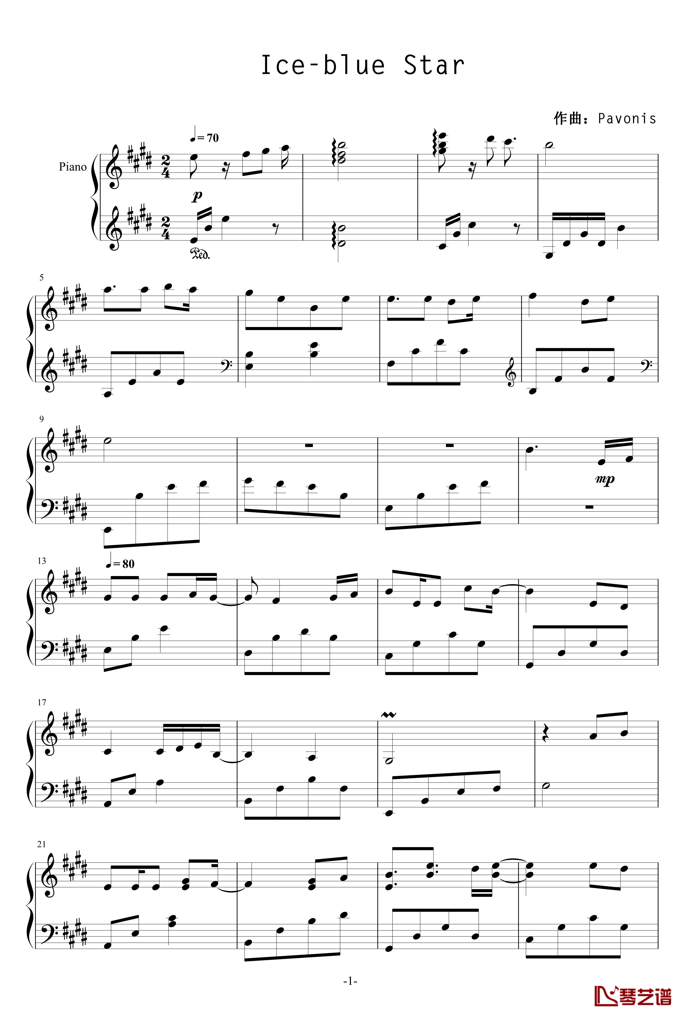 blue Star钢琴谱-Ice-Pavonis1