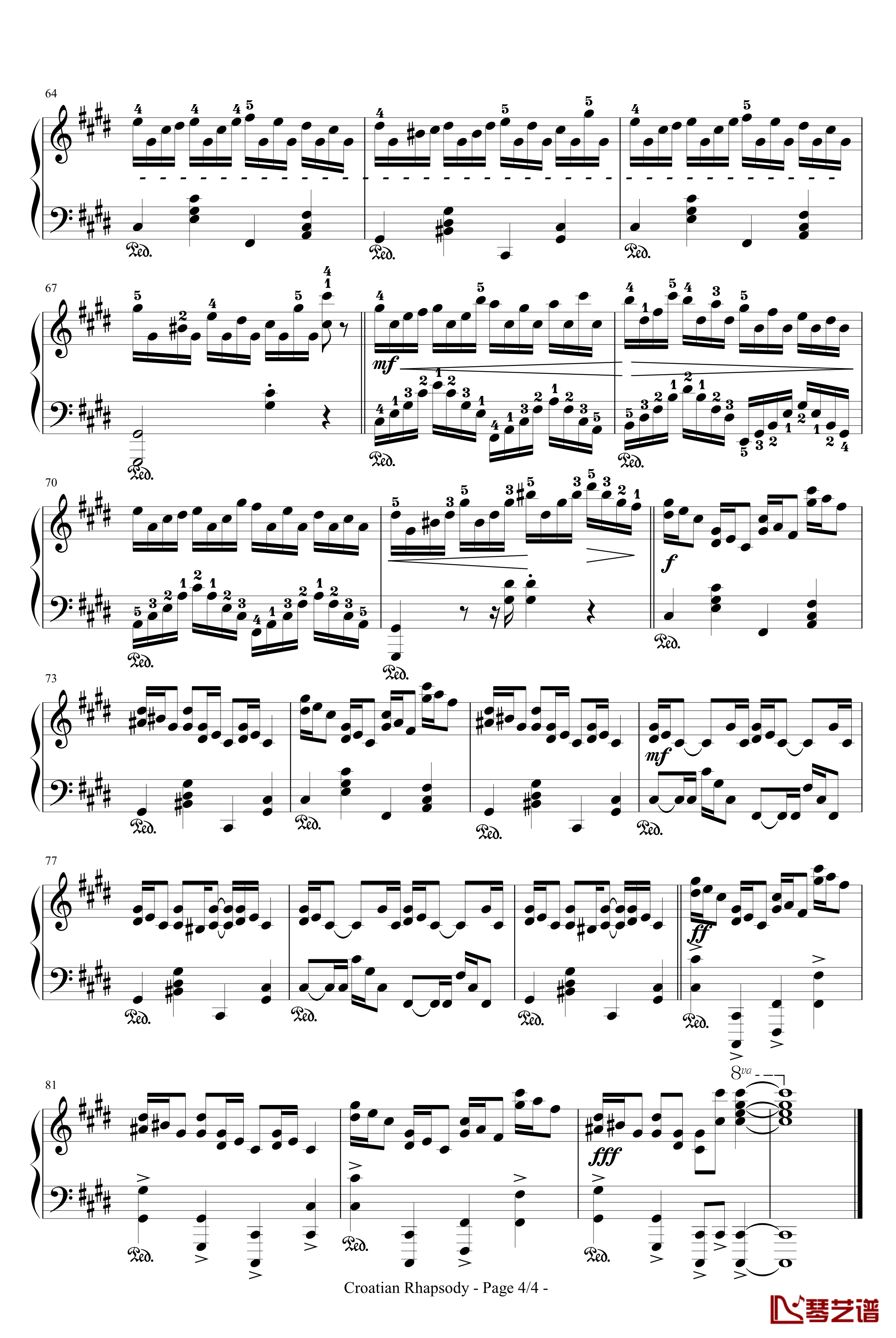 克罗地亚狂想曲钢琴谱-带指法-马克西姆-Maksim·Mrvica4