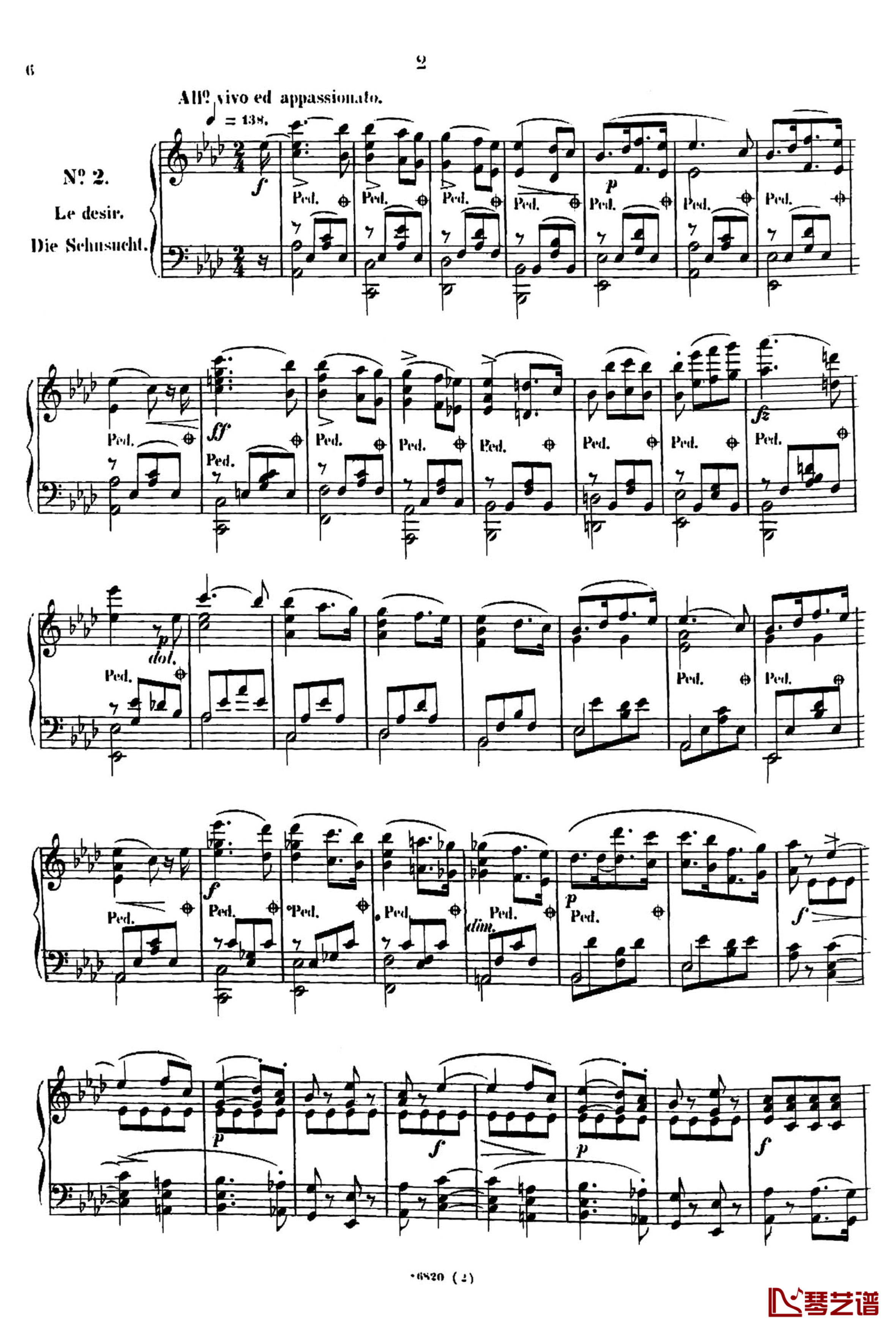 降A大调夜曲 心愿 Op.604  No.2钢琴谱-车尔尼-Czerny2