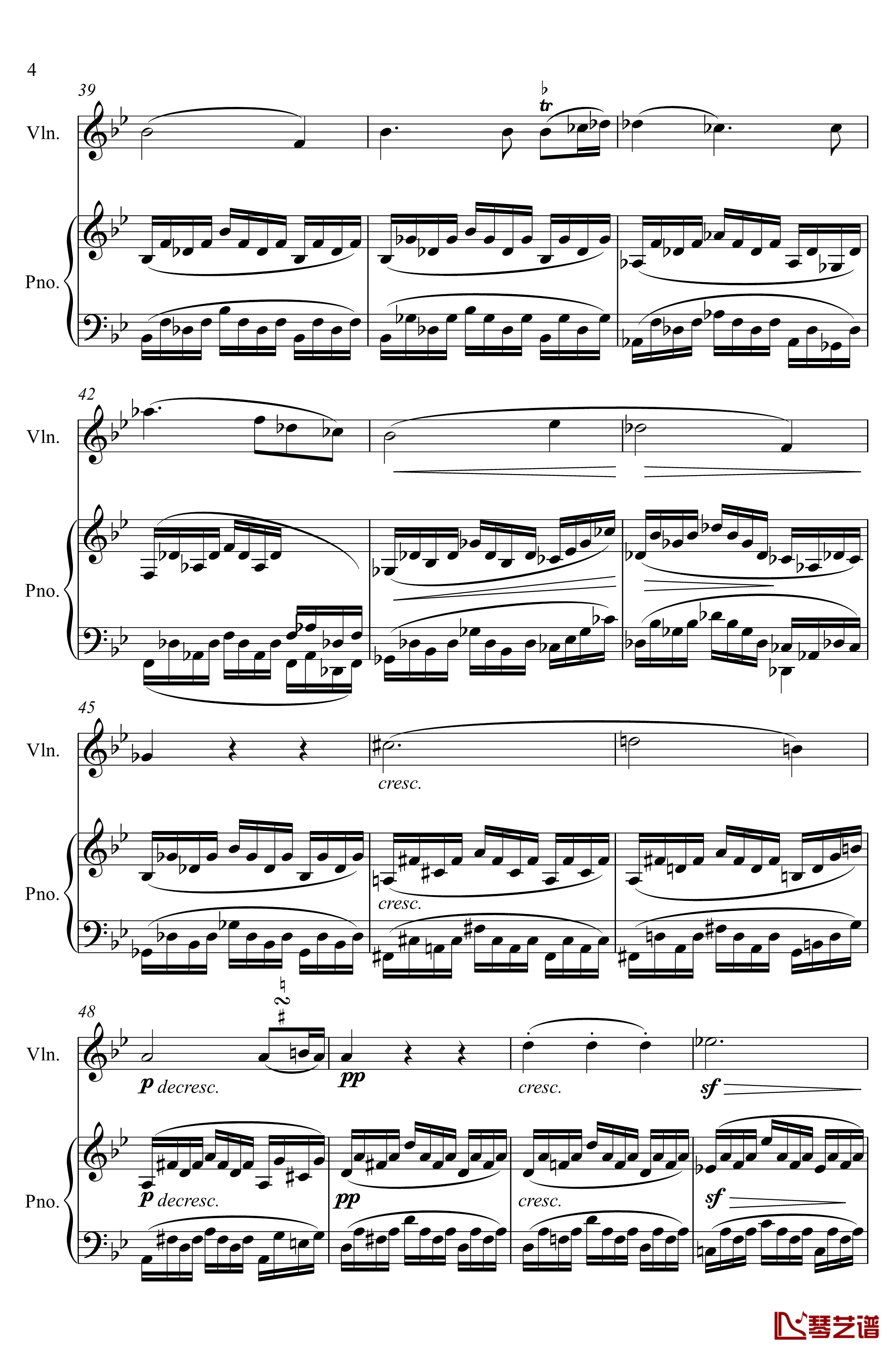 第5小提琴与钢琴奏鸣曲-第二乐章钢琴谱-贝多芬-beethoven4