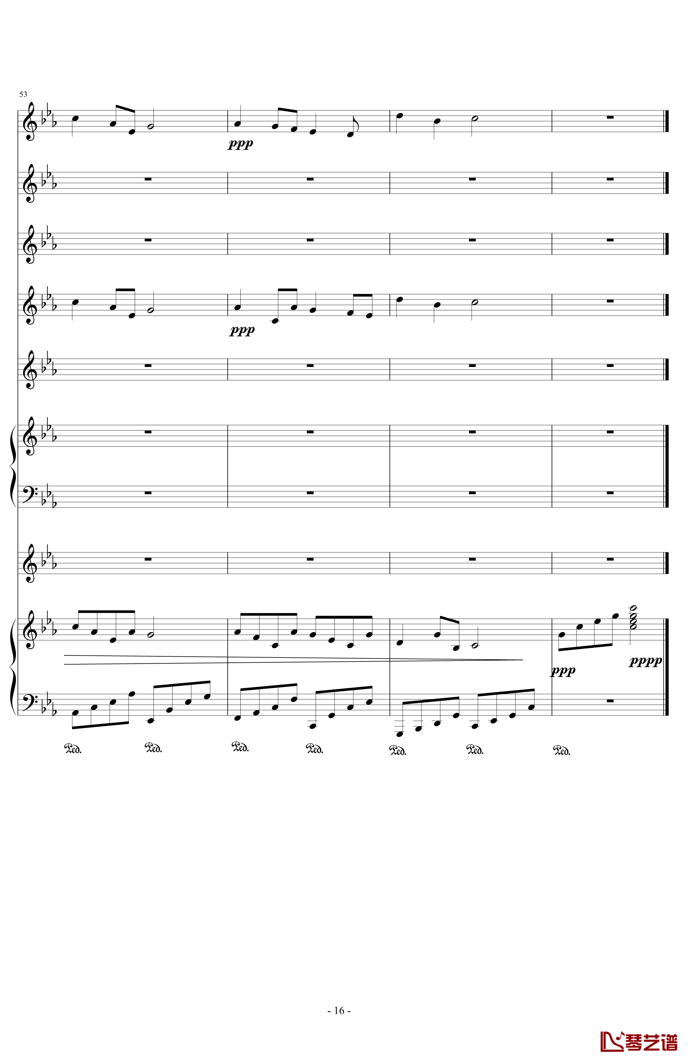 夜的流星雨钢琴谱-lcdkldm16