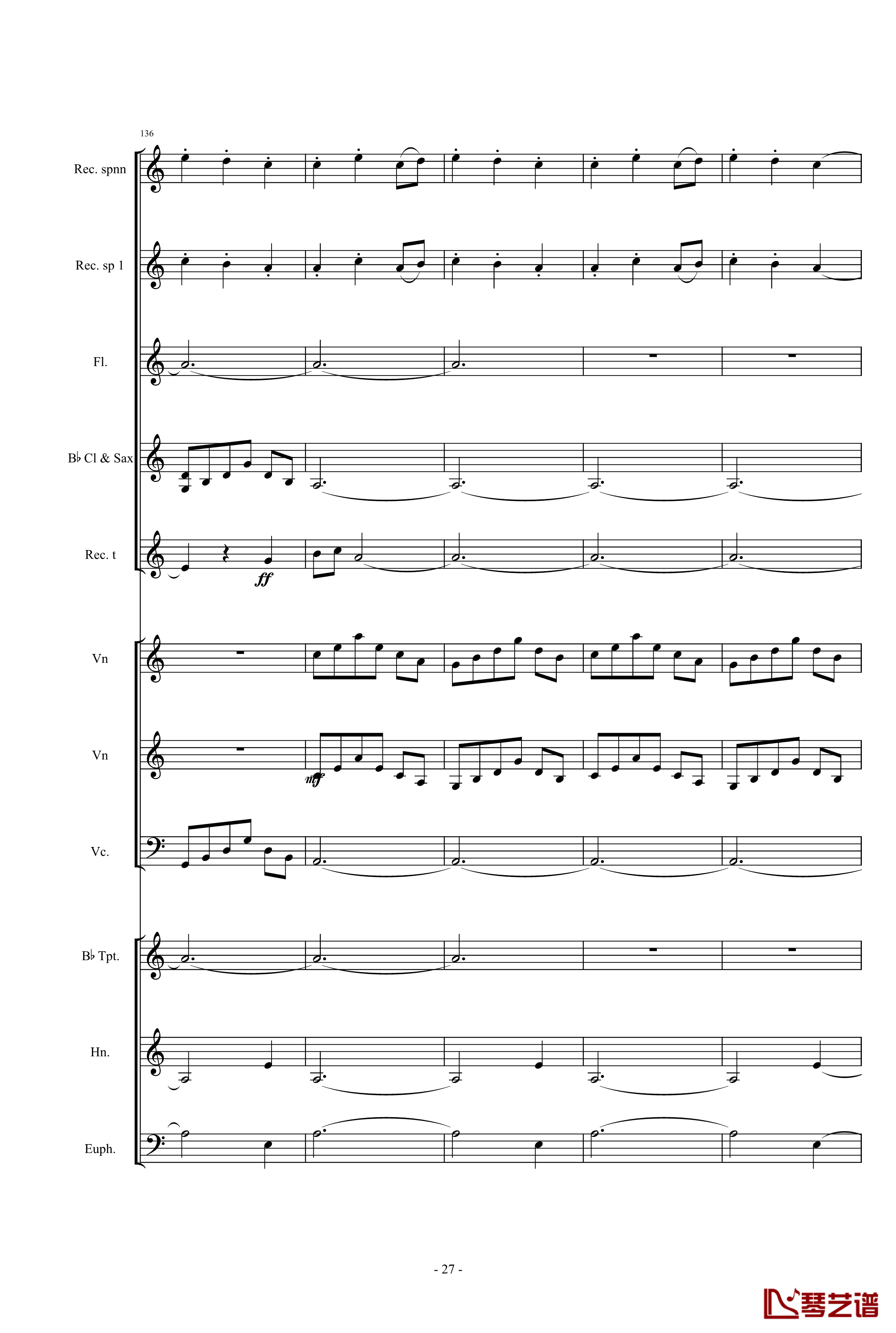魔法少女小圓钢琴谱-營業的主題-小樂團合奏版27