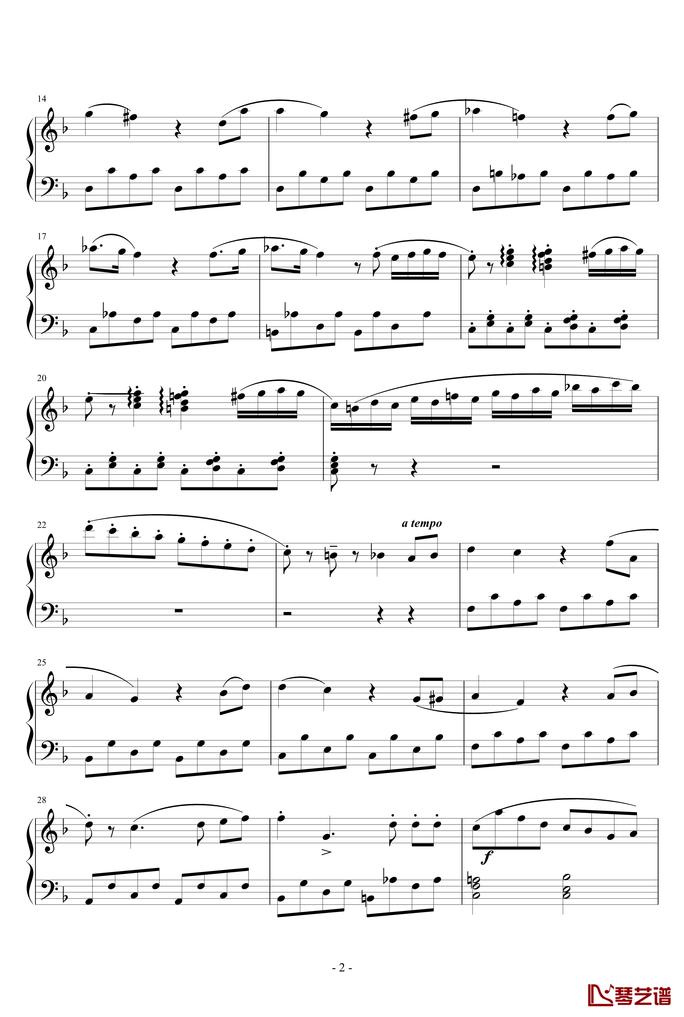F大调小奏鸣曲钢琴谱-迪阿贝拉2