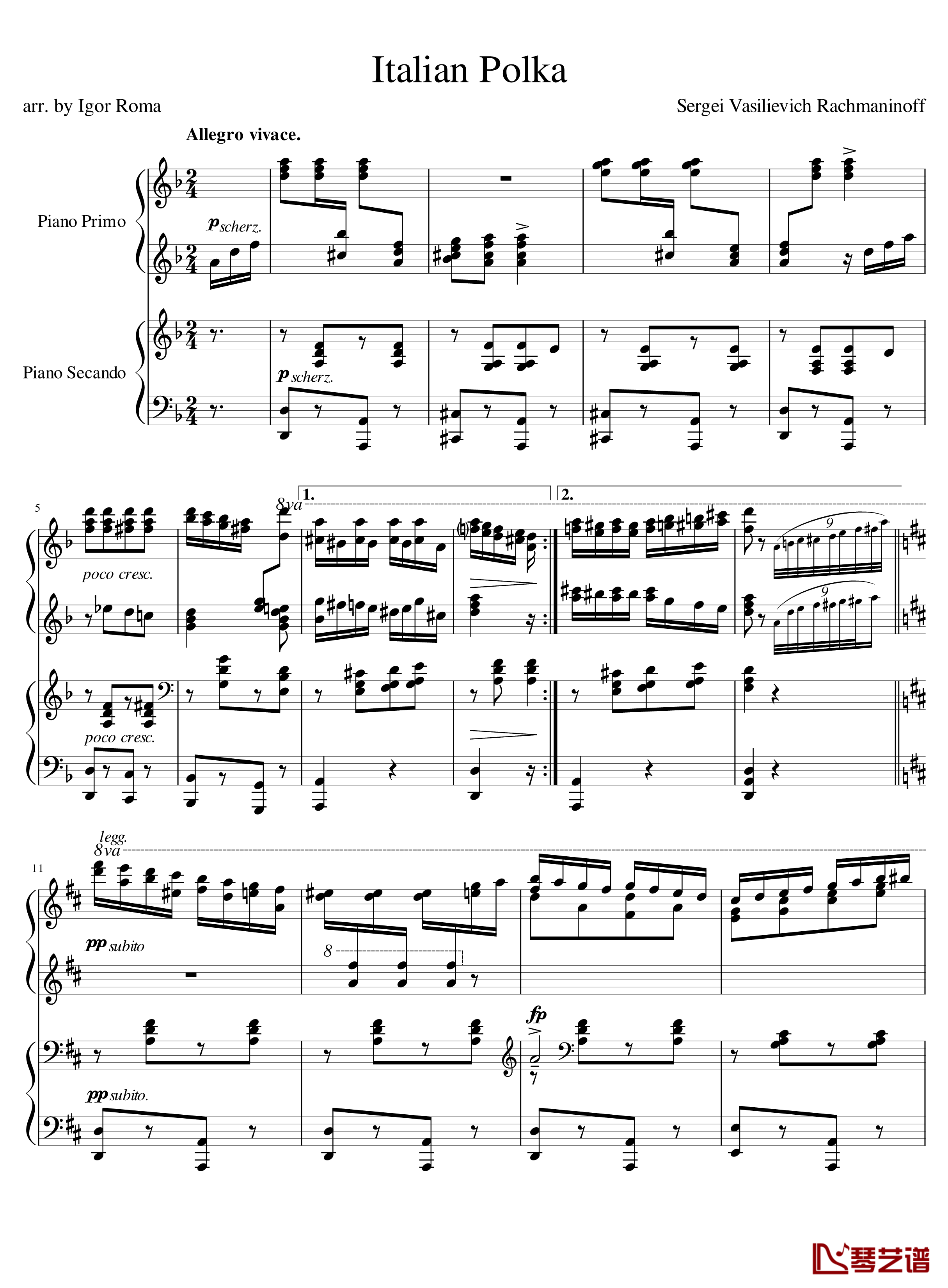 Italian Polka钢琴谱-意大利波尔卡-拉赫马尼若夫1
