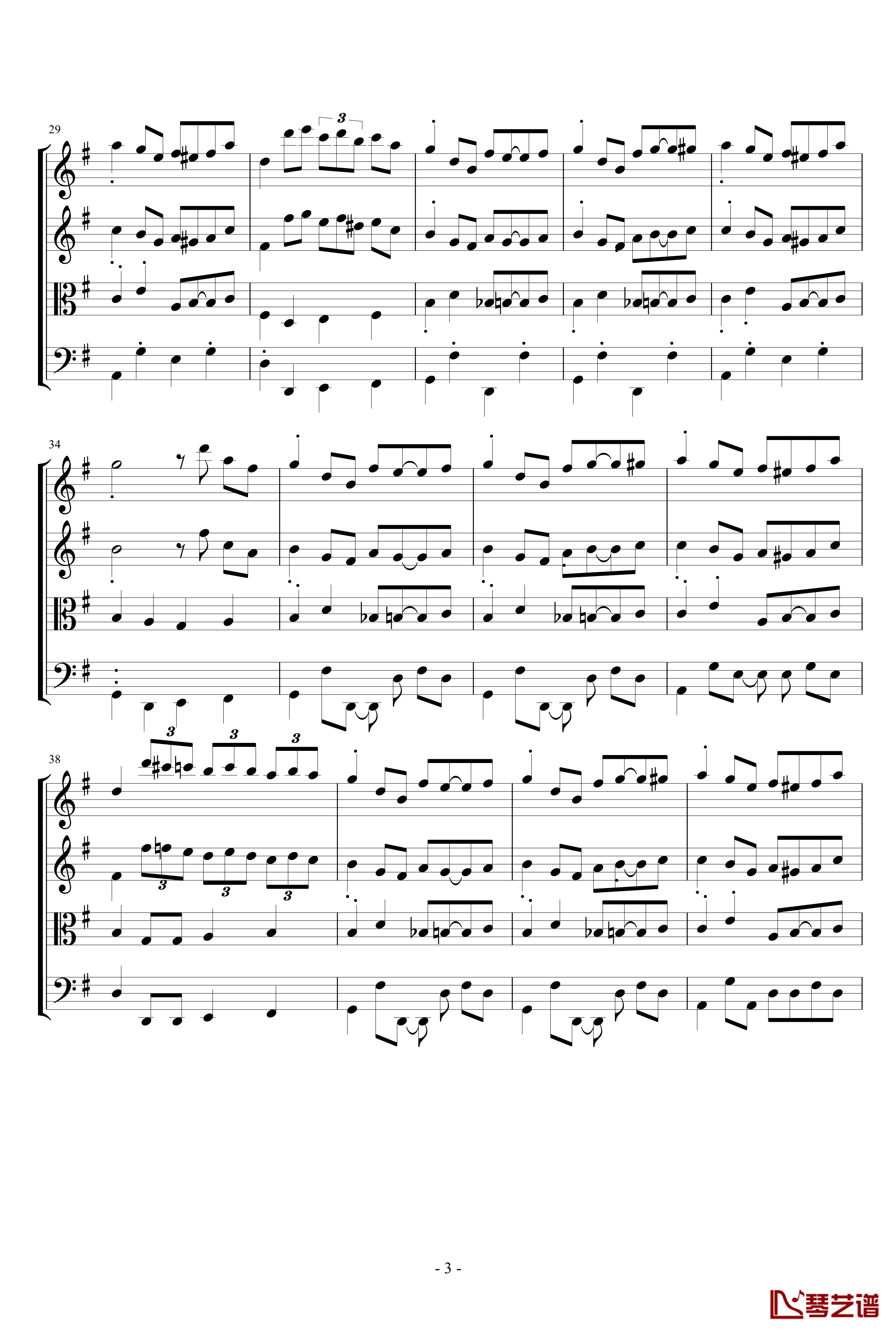 苏格兰垂耳兔钢琴谱-四重奏版-EdwardLeon3