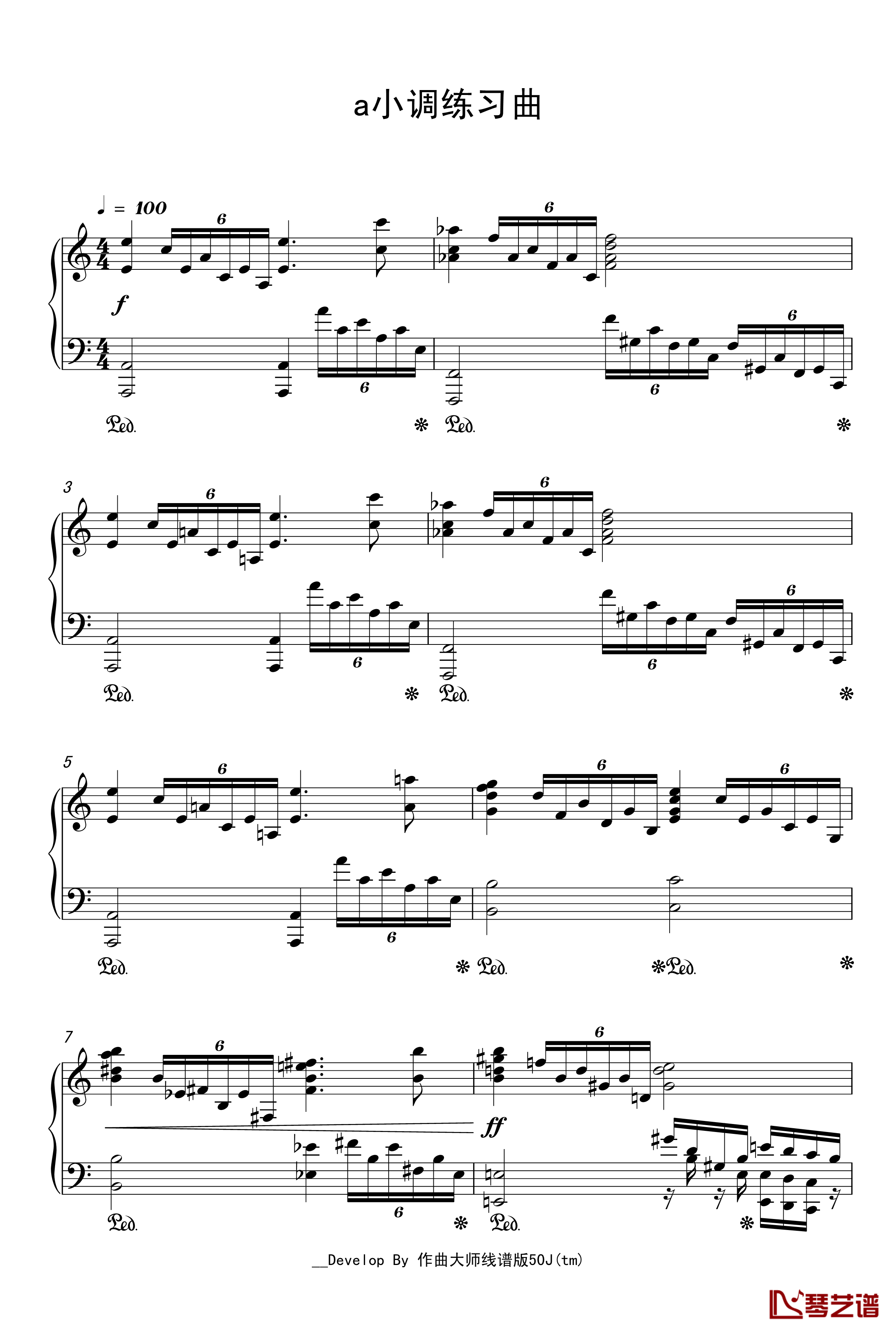 原创：a小调练习曲钢琴谱-nyride1