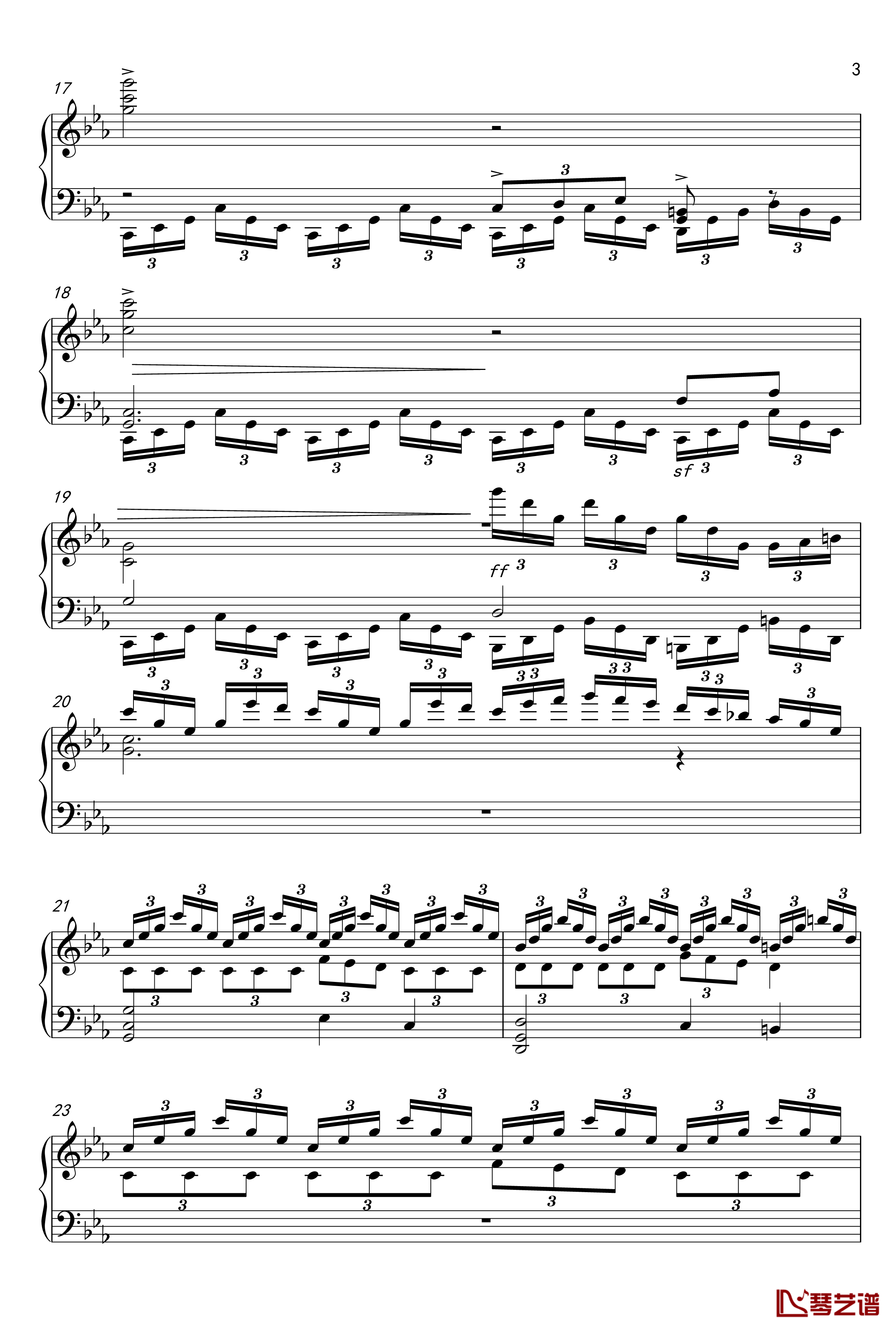 c小调前奏曲钢琴谱-拉赫马尼糯夫3