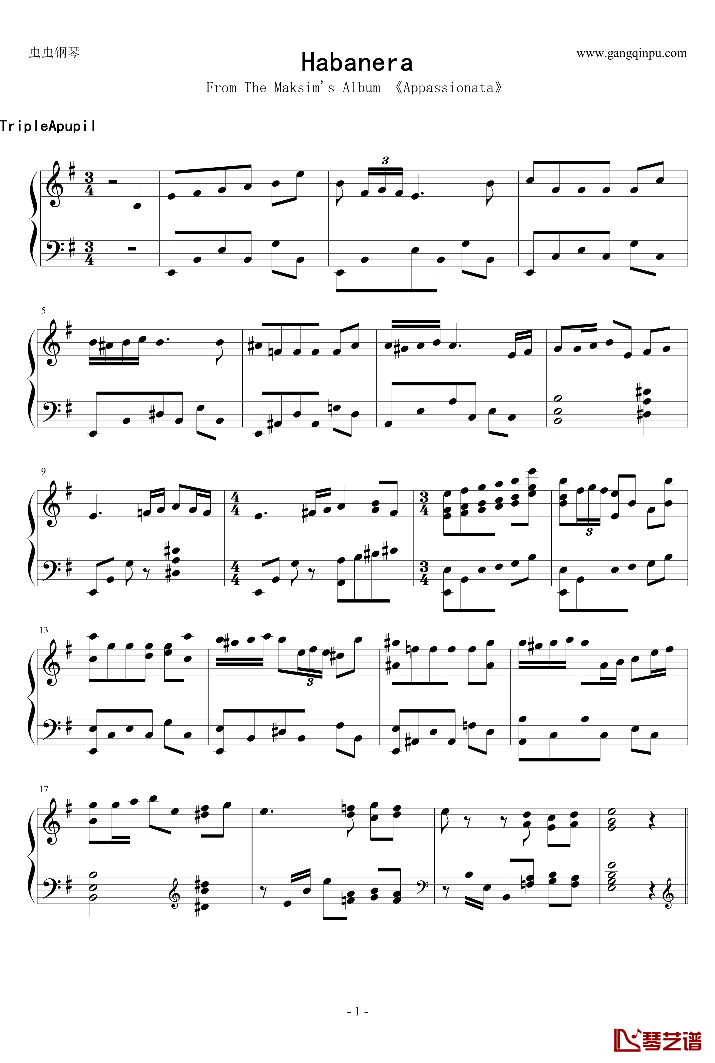 Habanera钢琴谱-哈巴涅拉-马克西姆-Maksim·Mrvica1