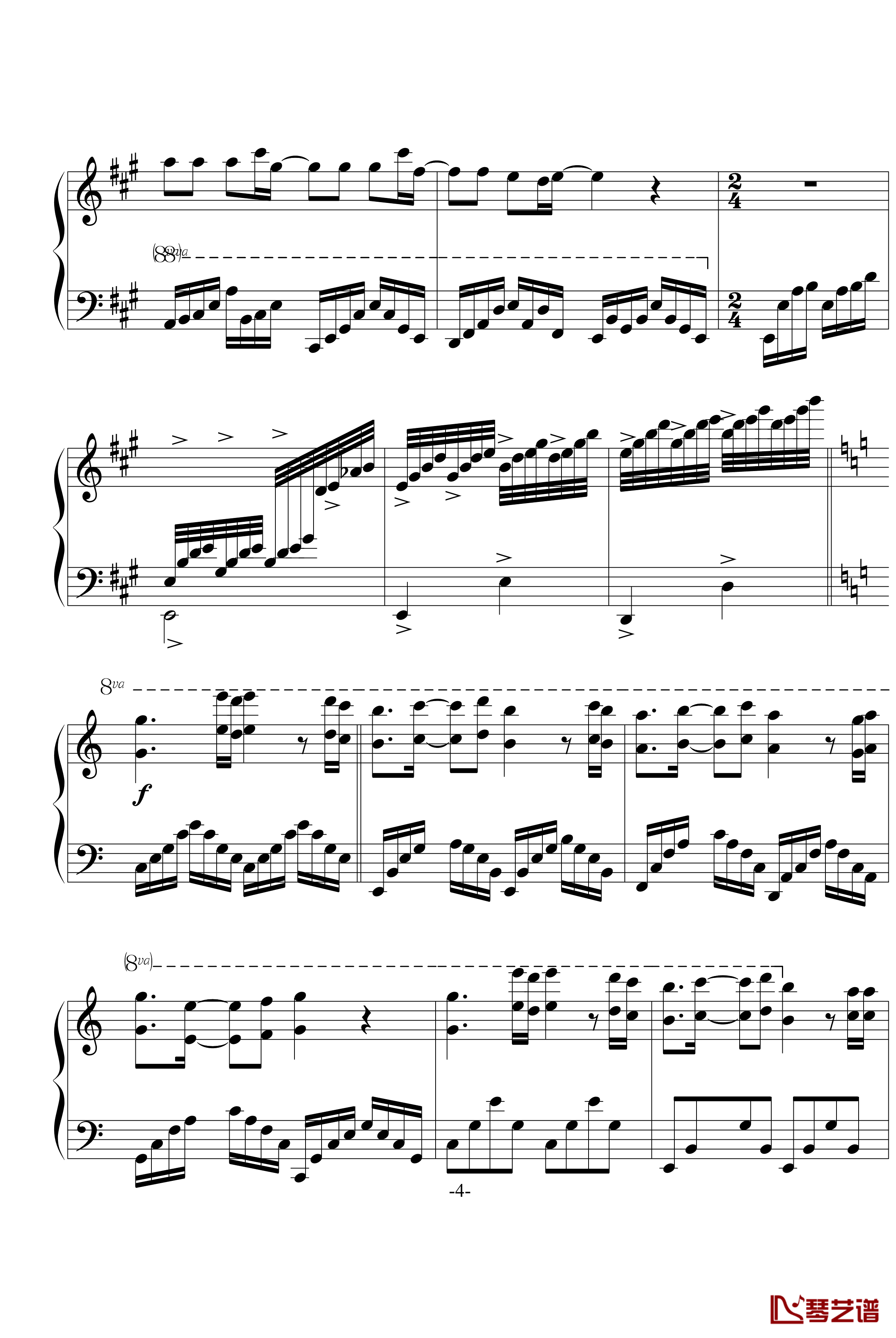 星星小夜曲钢琴谱-ω尐爺單裑ヤ版-克莱德曼4