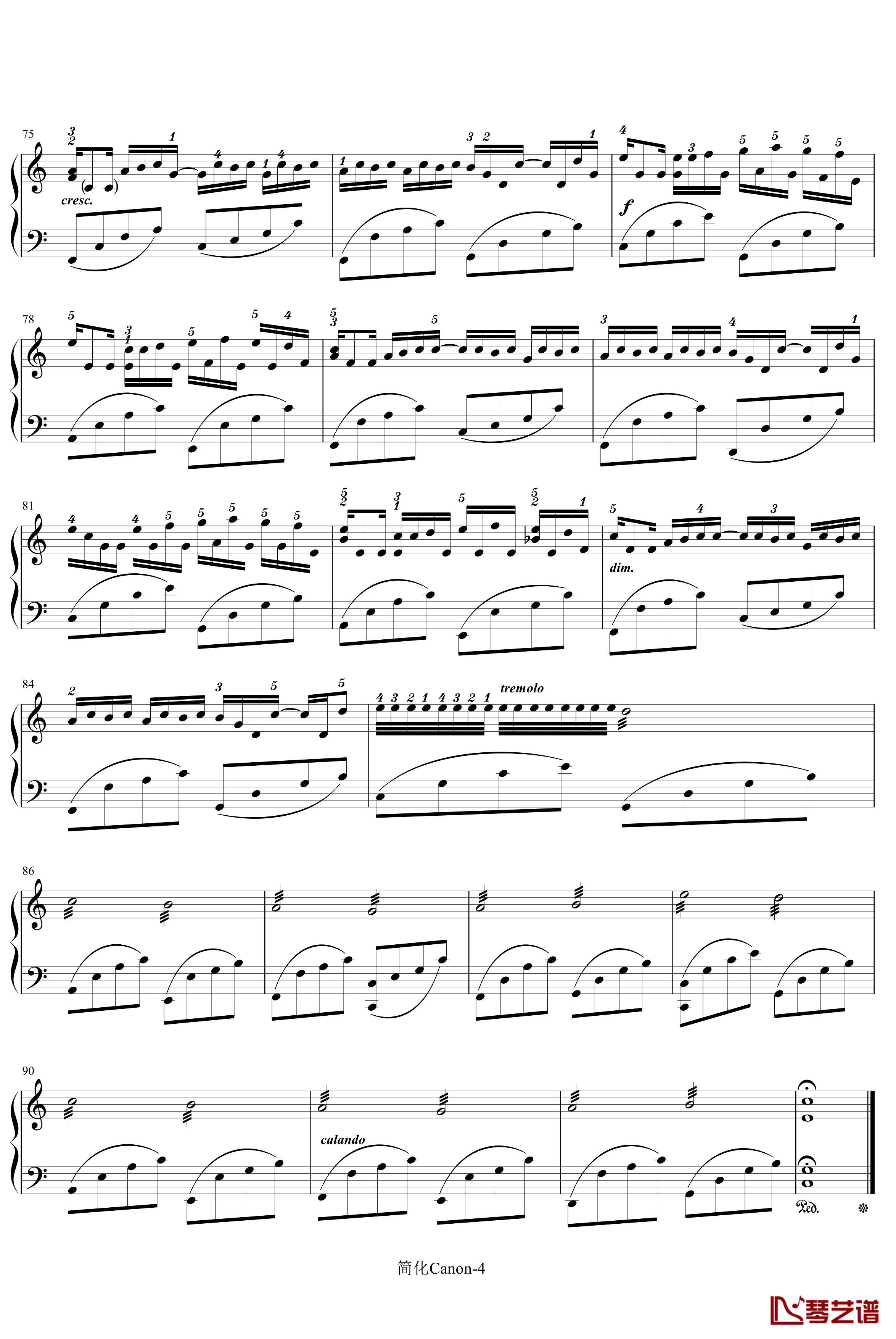 卡农-寒风钢琴谱-简化版-帕赫贝尔-Pachelbel4