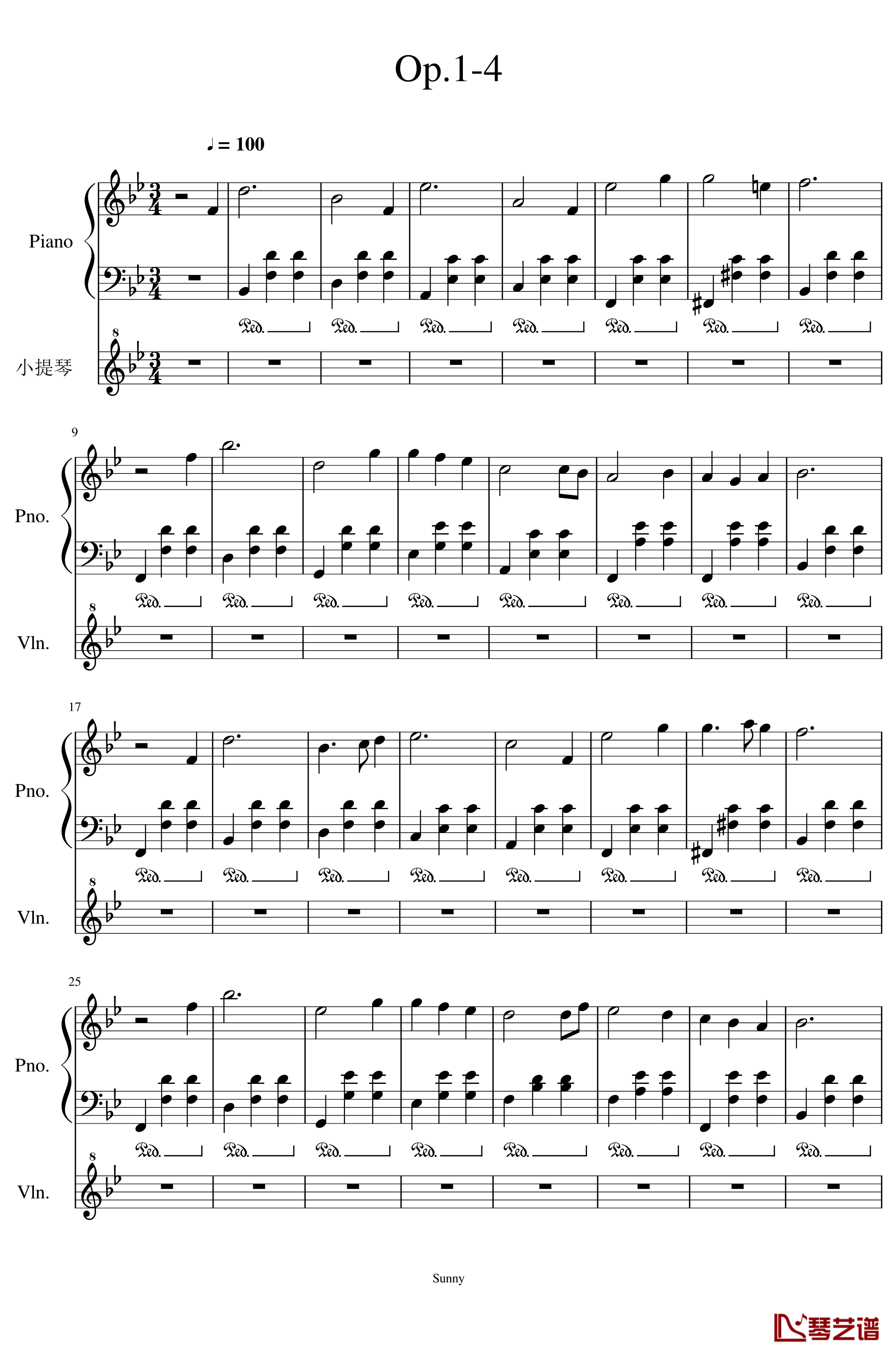 Op.1-4钢琴谱-小时候的音乐课-SunnyAK471