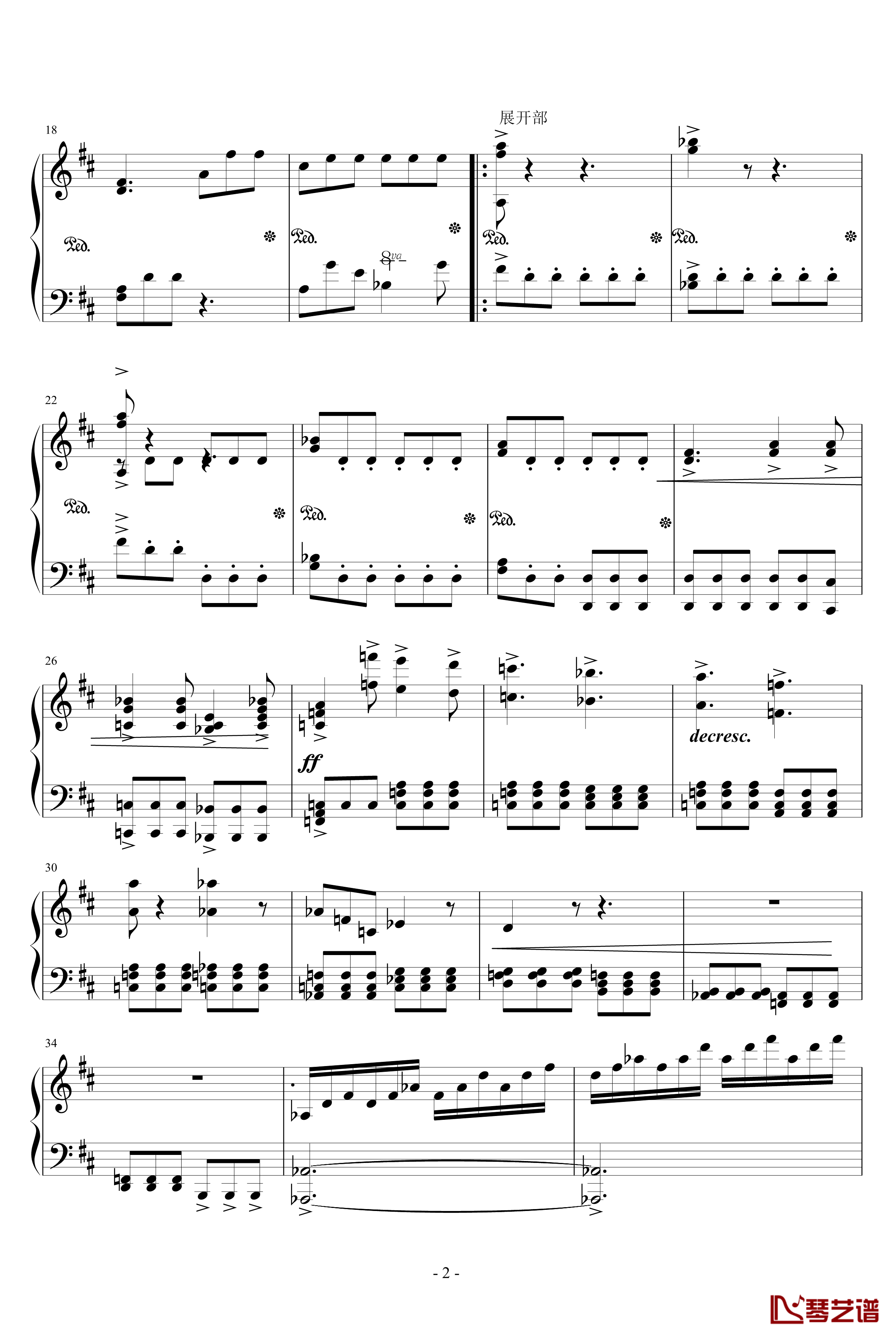 D大调奏鸣曲期盼钢琴谱-NNN9992