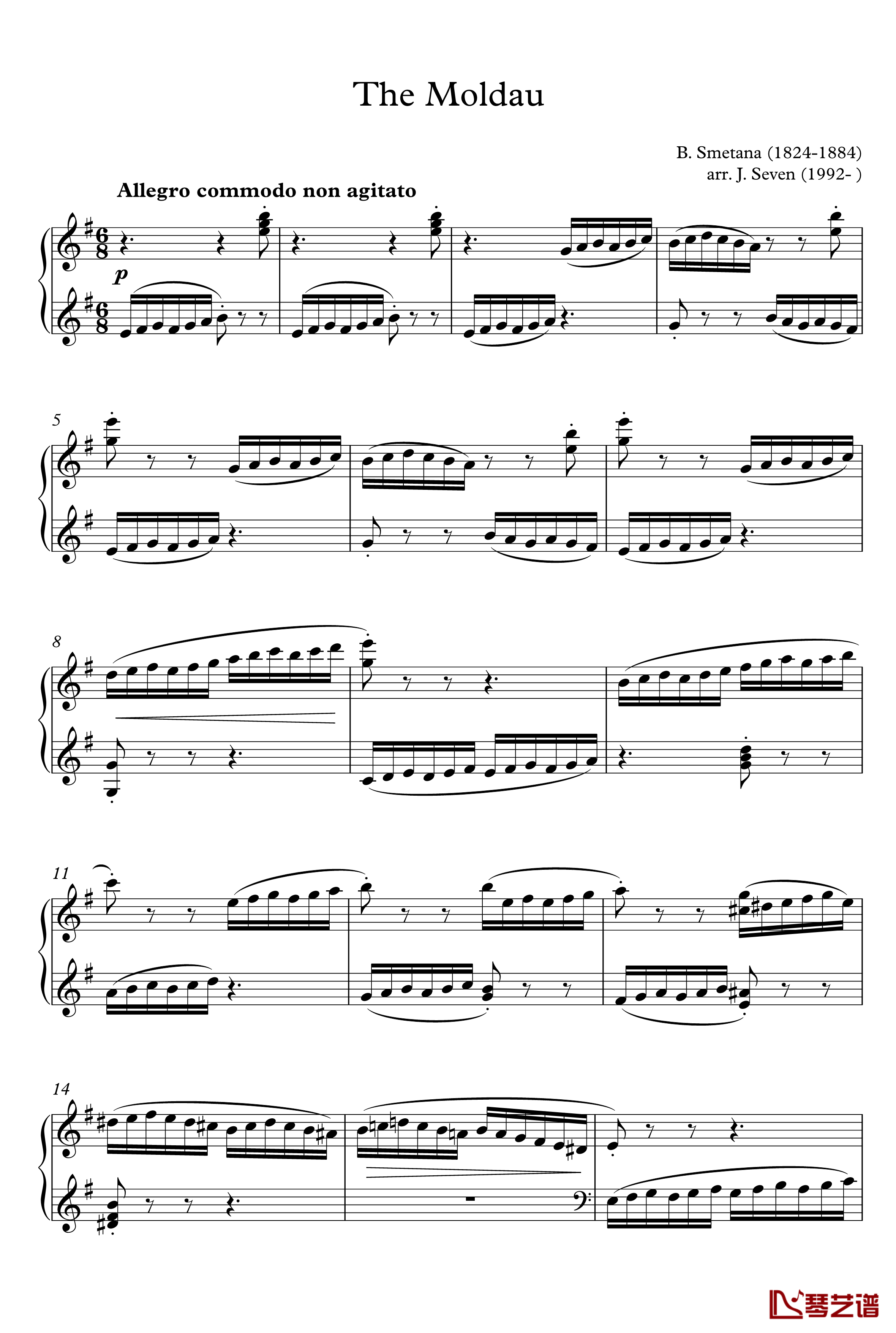 The Moldau钢琴谱-沃尔塔瓦河-Smetana1