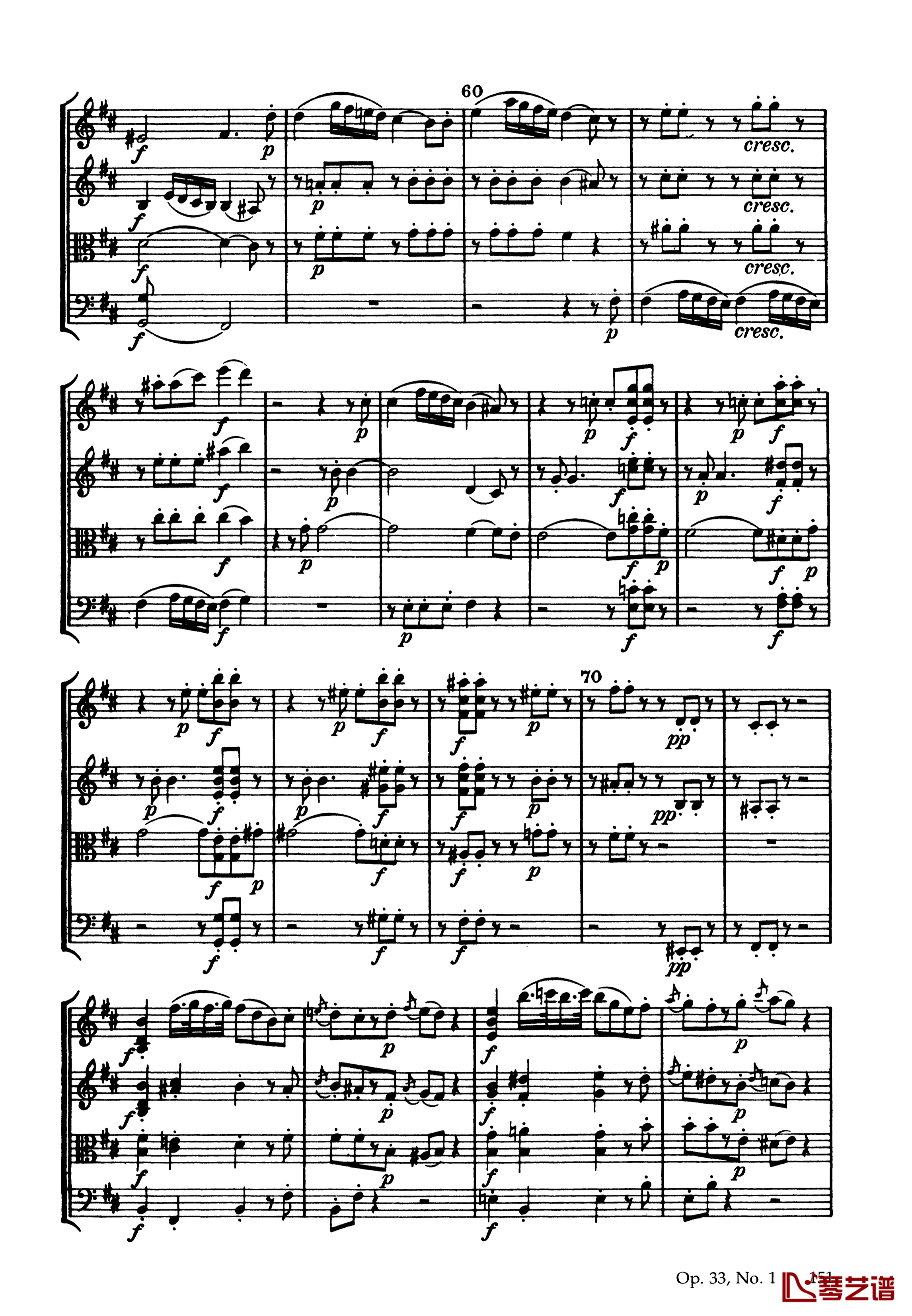 b小调弦乐四重奏 Op.33  No.1钢琴谱-海顿5
