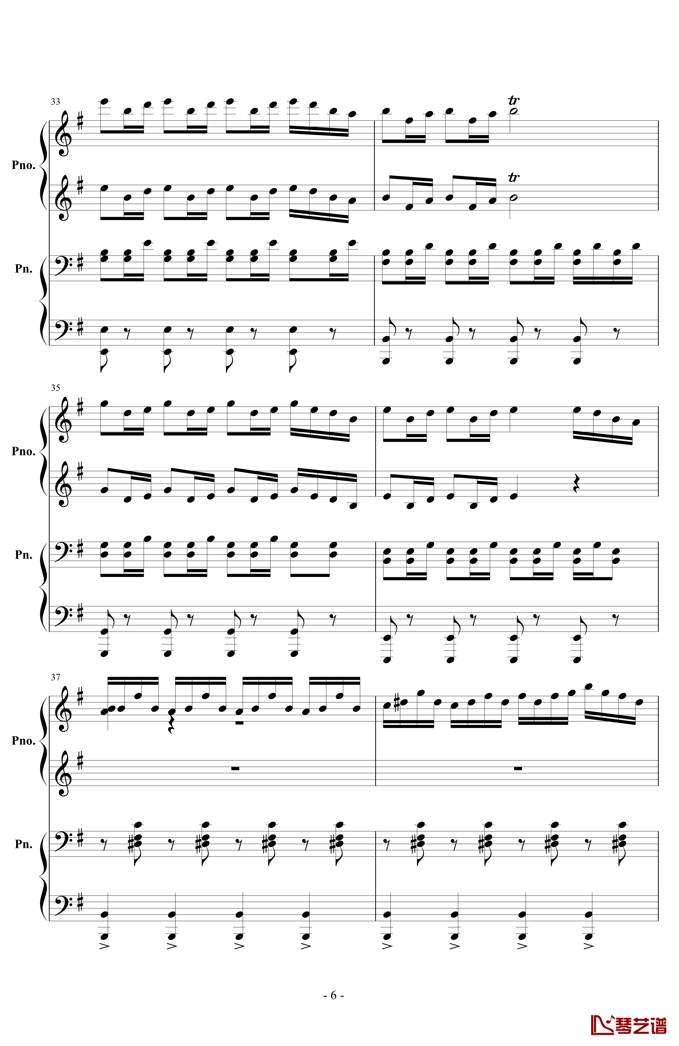 忐忑钢琴谱-四手联弹-龚琳娜6