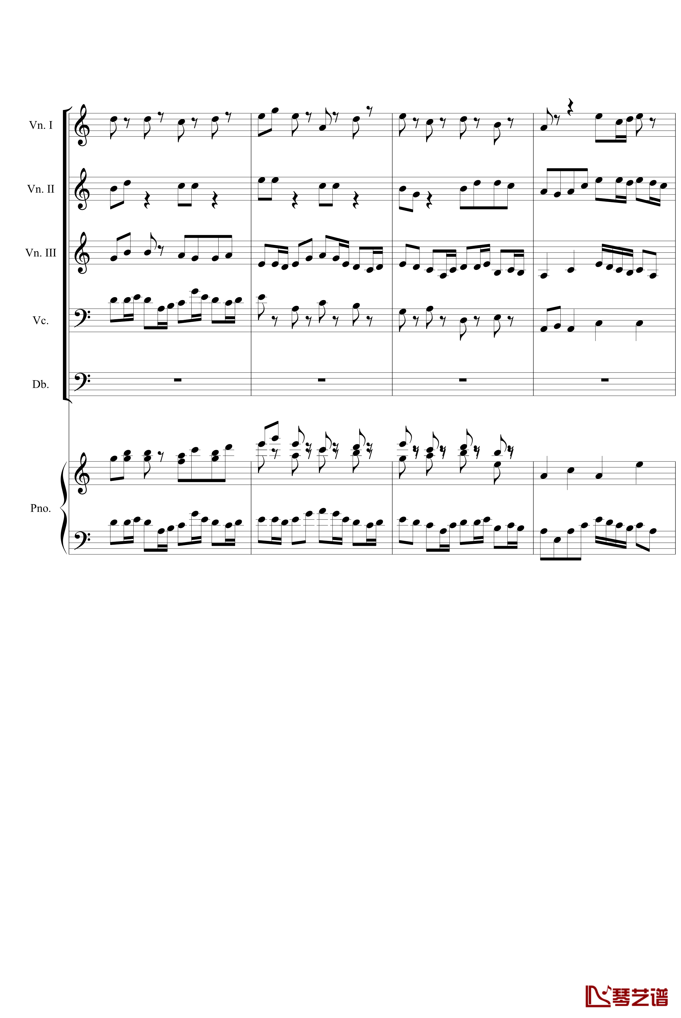 花雨钢琴谱-弦乐重奏-电琦爵士5