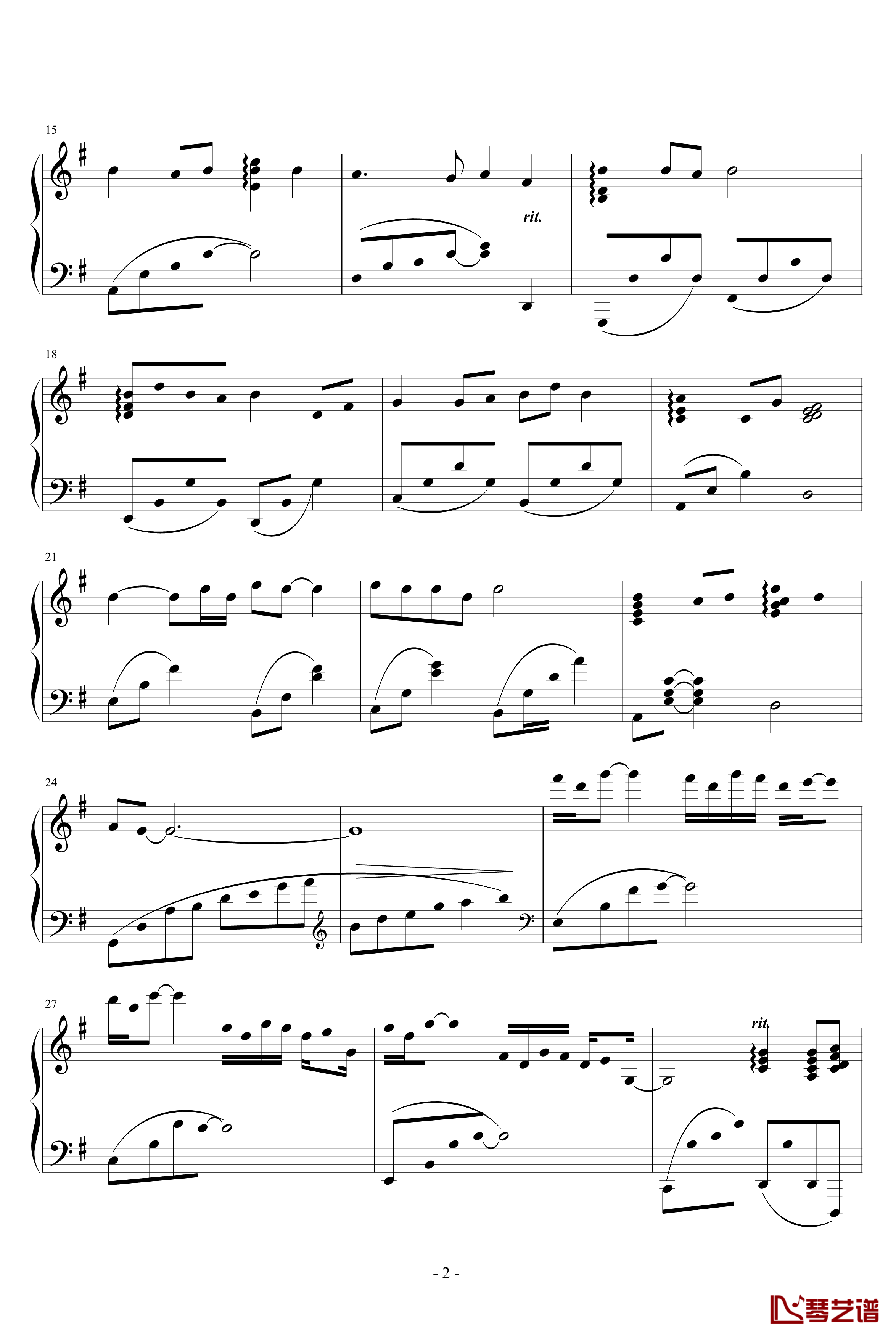 菊花台钢琴谱-较之前简化版-周杰伦2