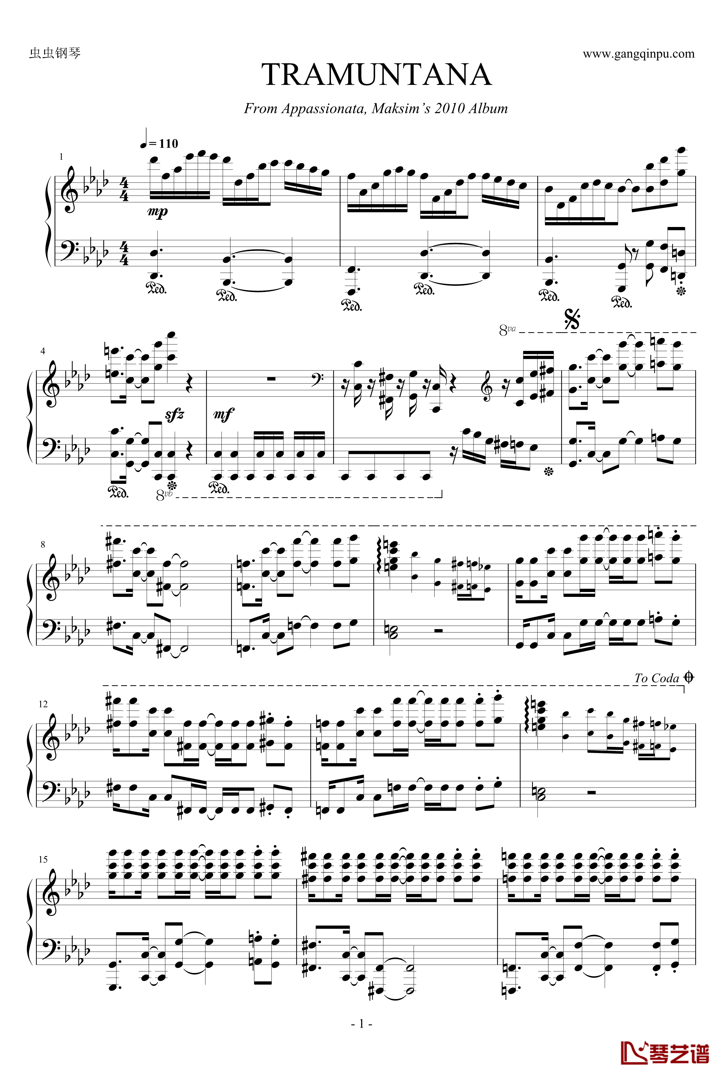 Tramuntana钢琴谱-Maksim-马克西姆-·Mrvica1