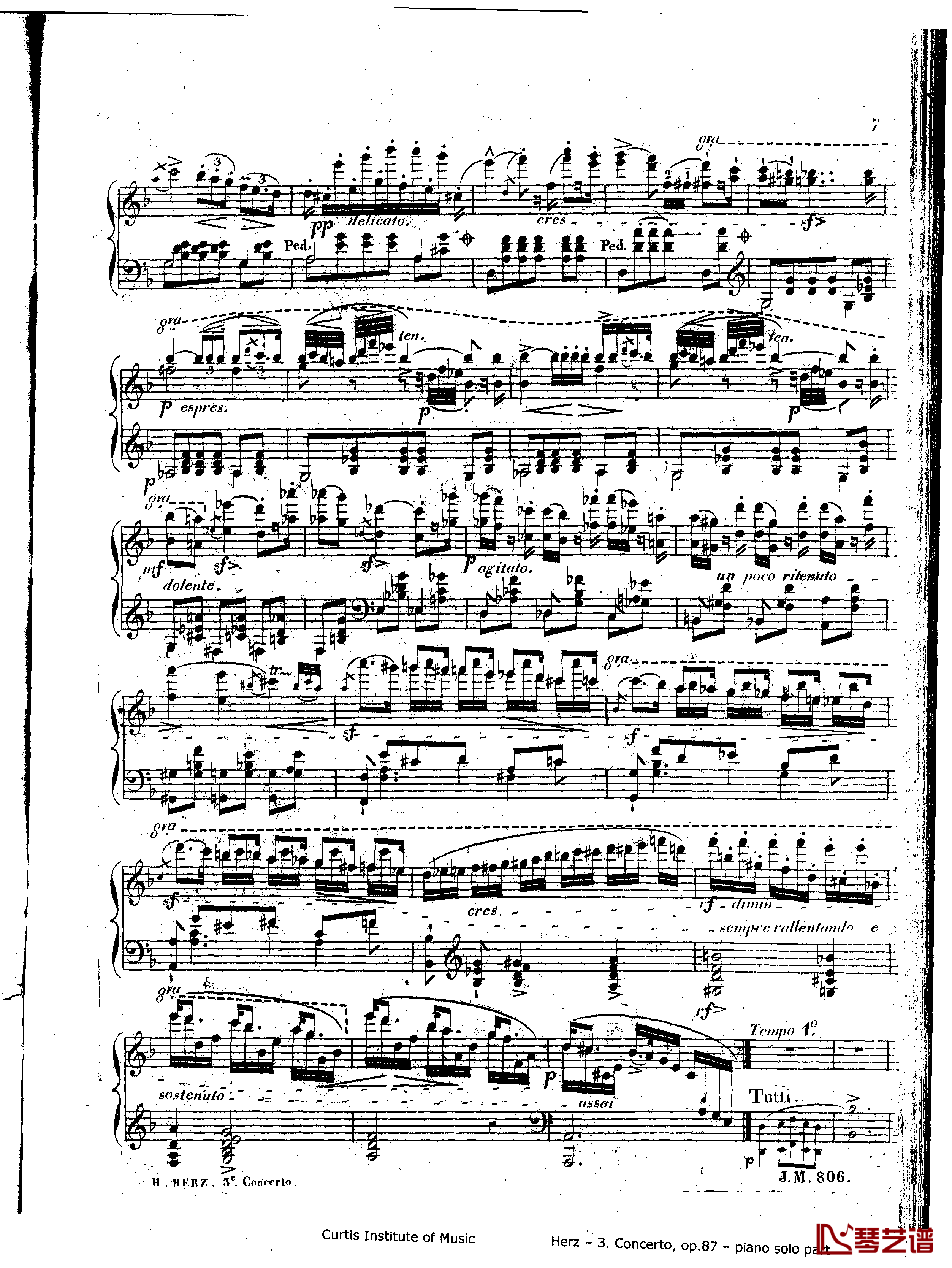 d小调第三钢琴协奏曲Op.87钢琴谱-赫尔兹7