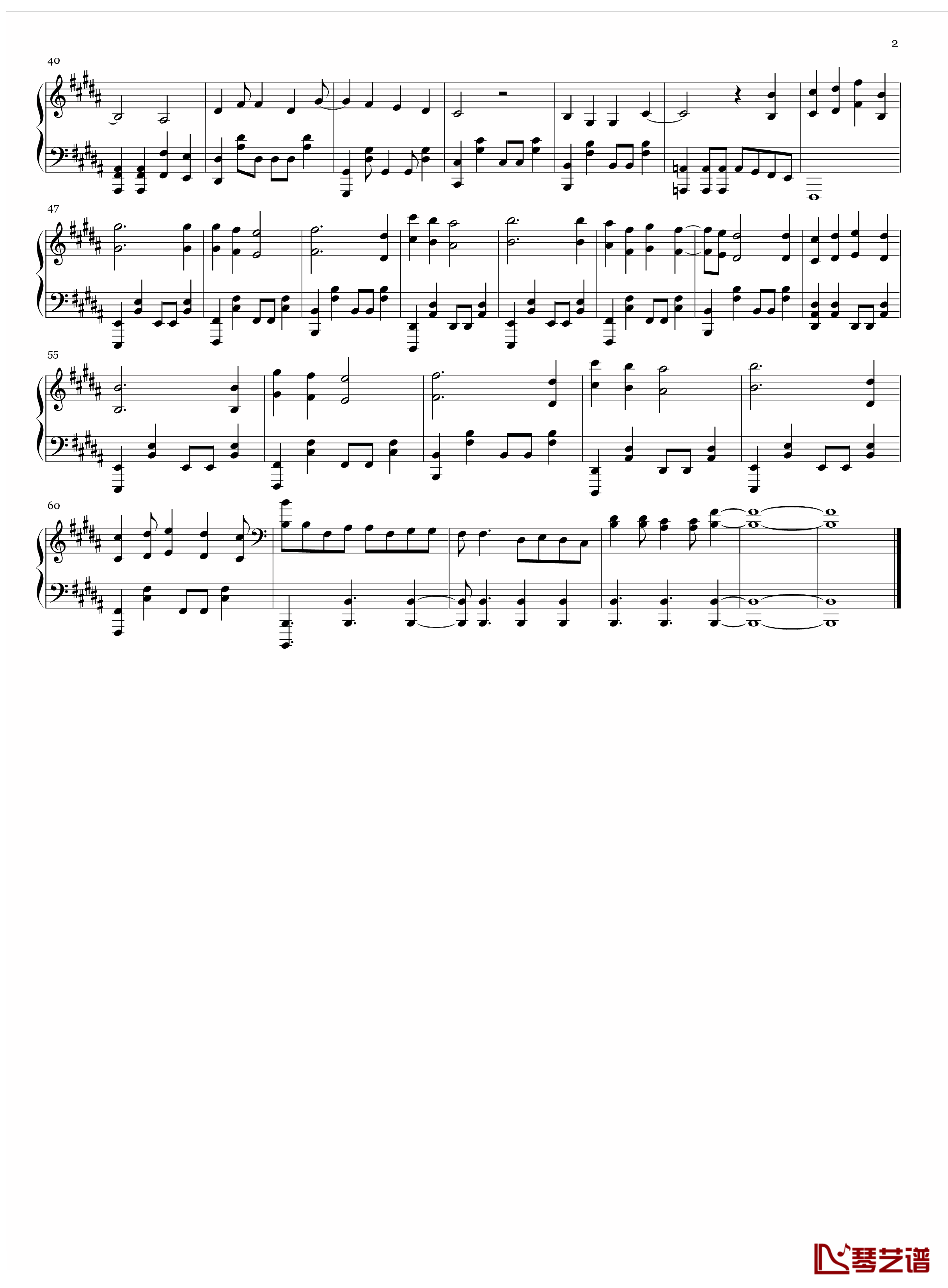 希望の唄钢琴谱-食戟之灵op2